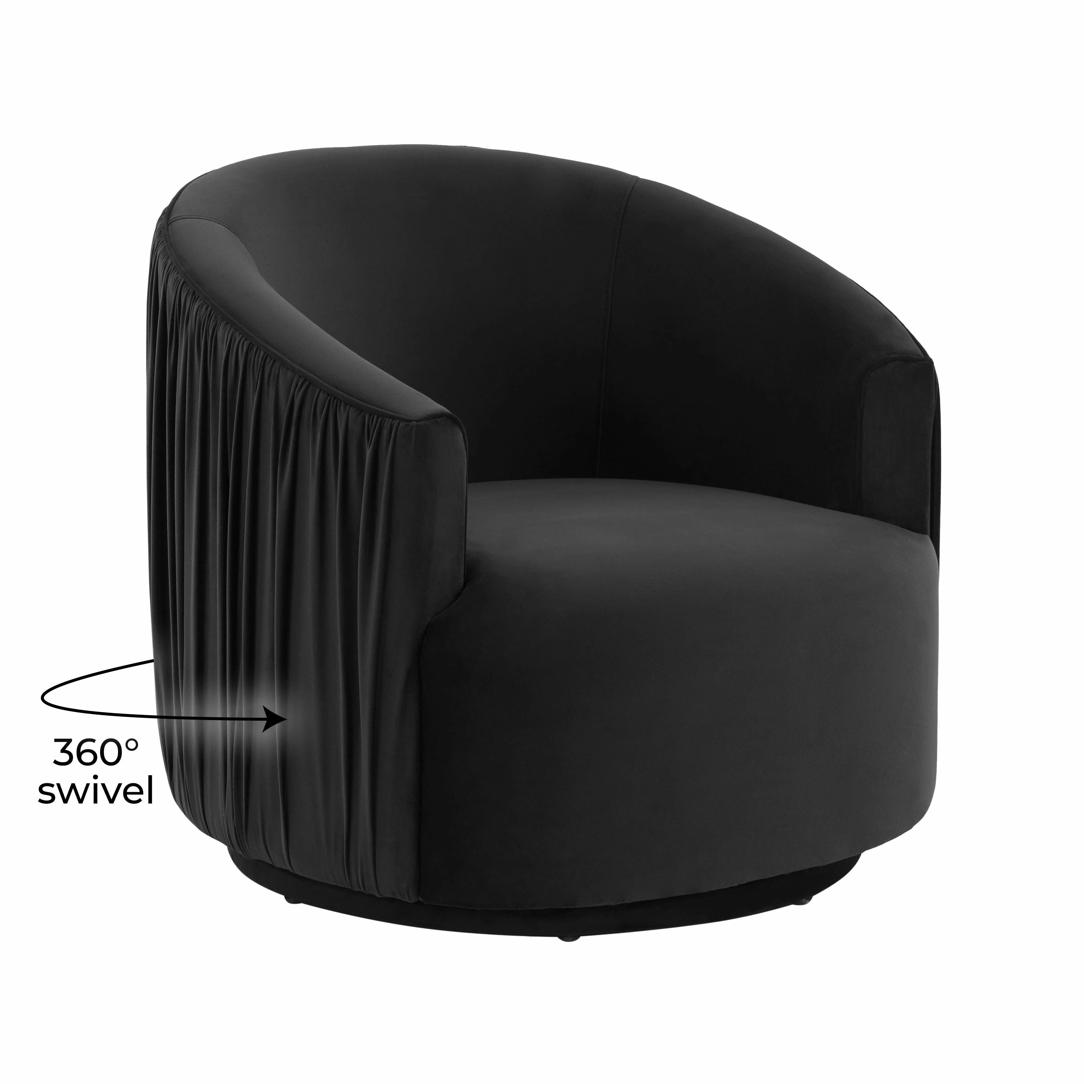London Pleated Performance Velvet Swivel Accent Chair