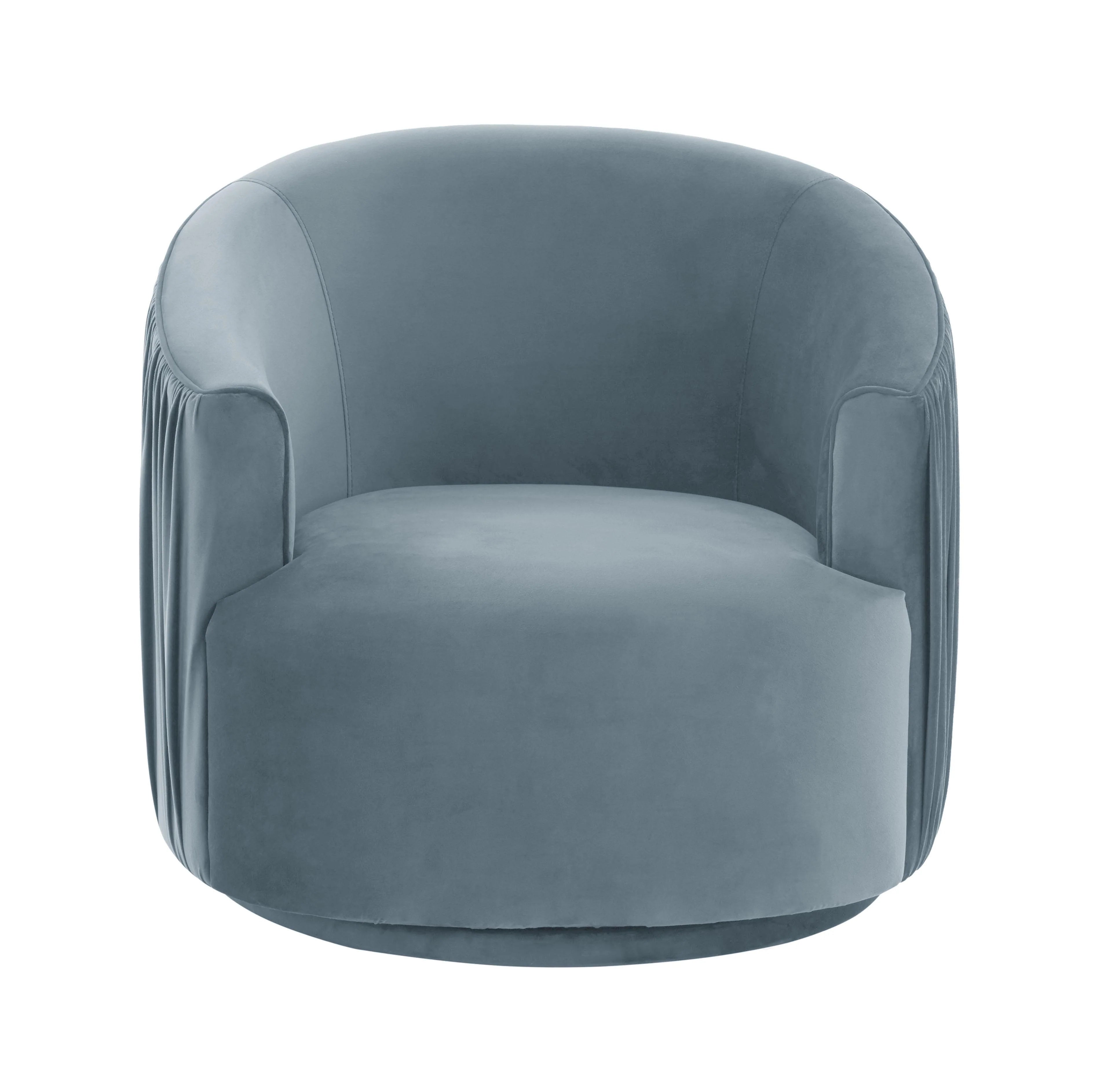 London Pleated Performance Velvet Swivel Accent Chair