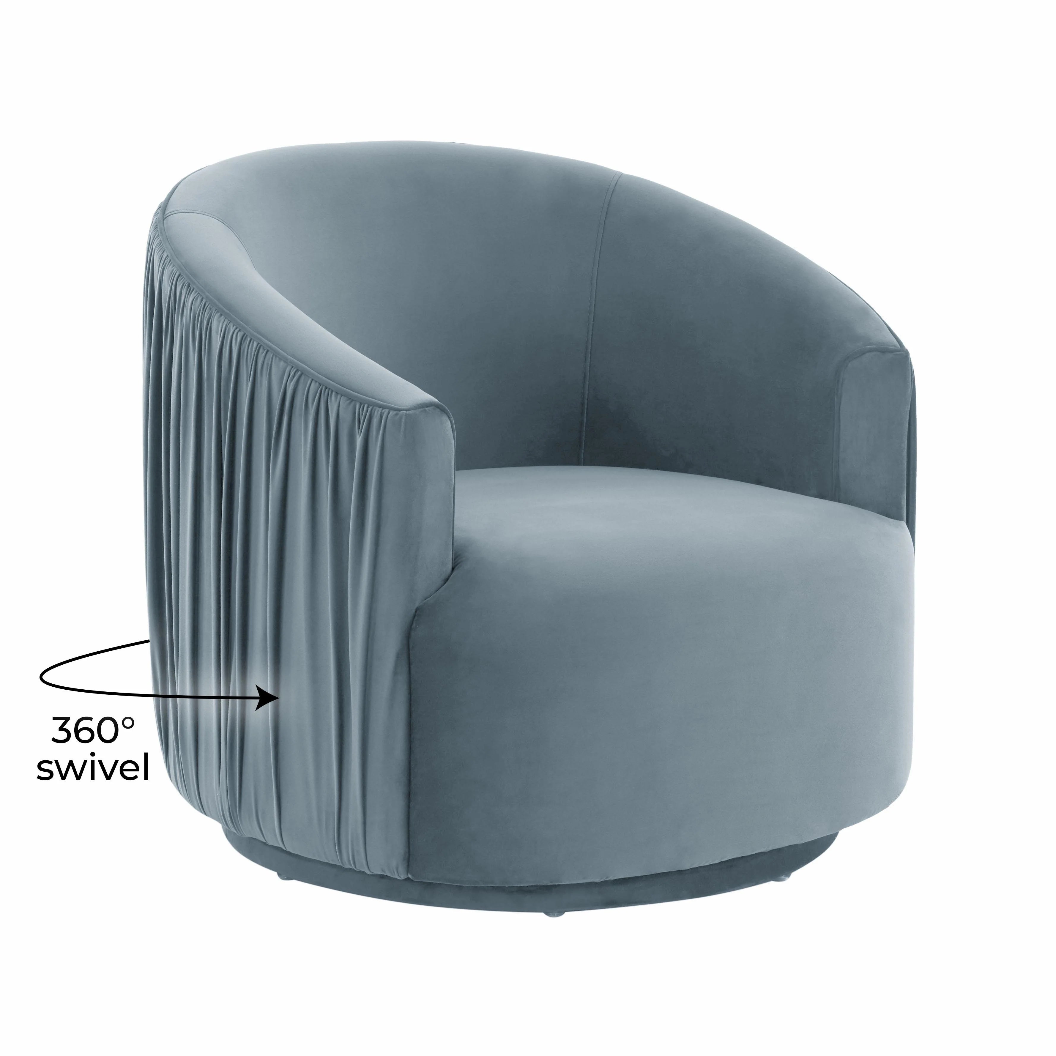 London Pleated Performance Velvet Swivel Accent Chair