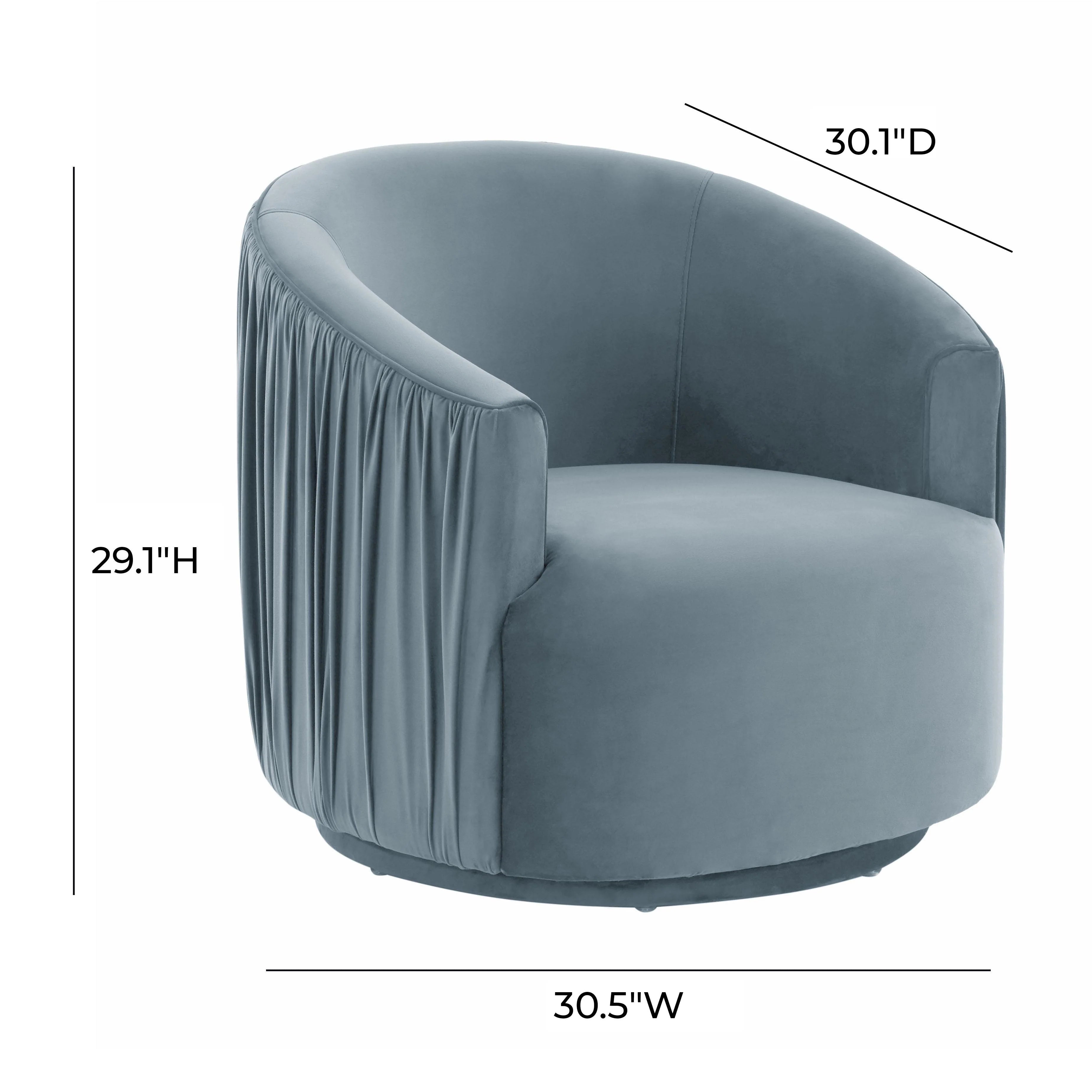 London Pleated Performance Velvet Swivel Accent Chair