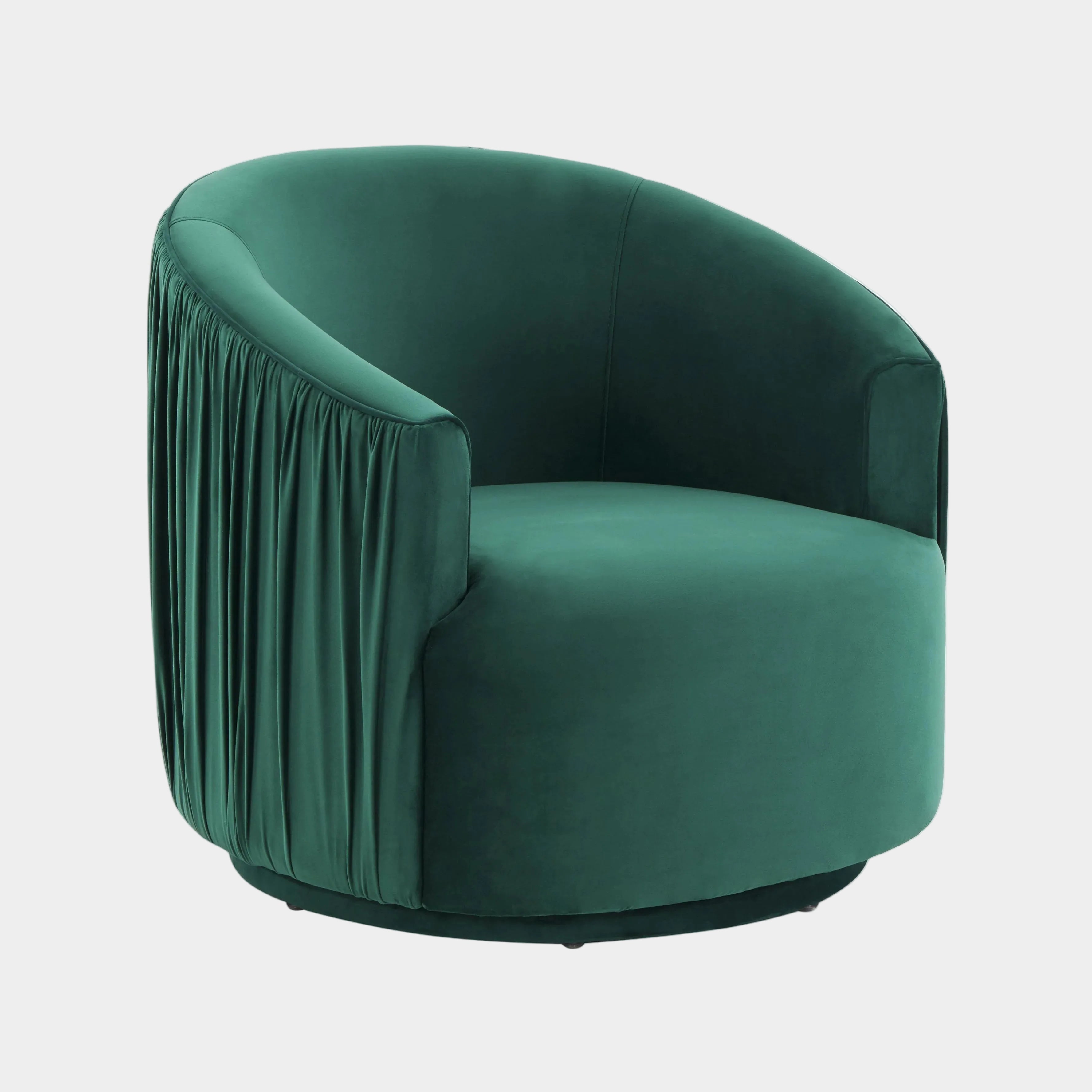 London Pleated Performance Velvet Swivel Accent Chair