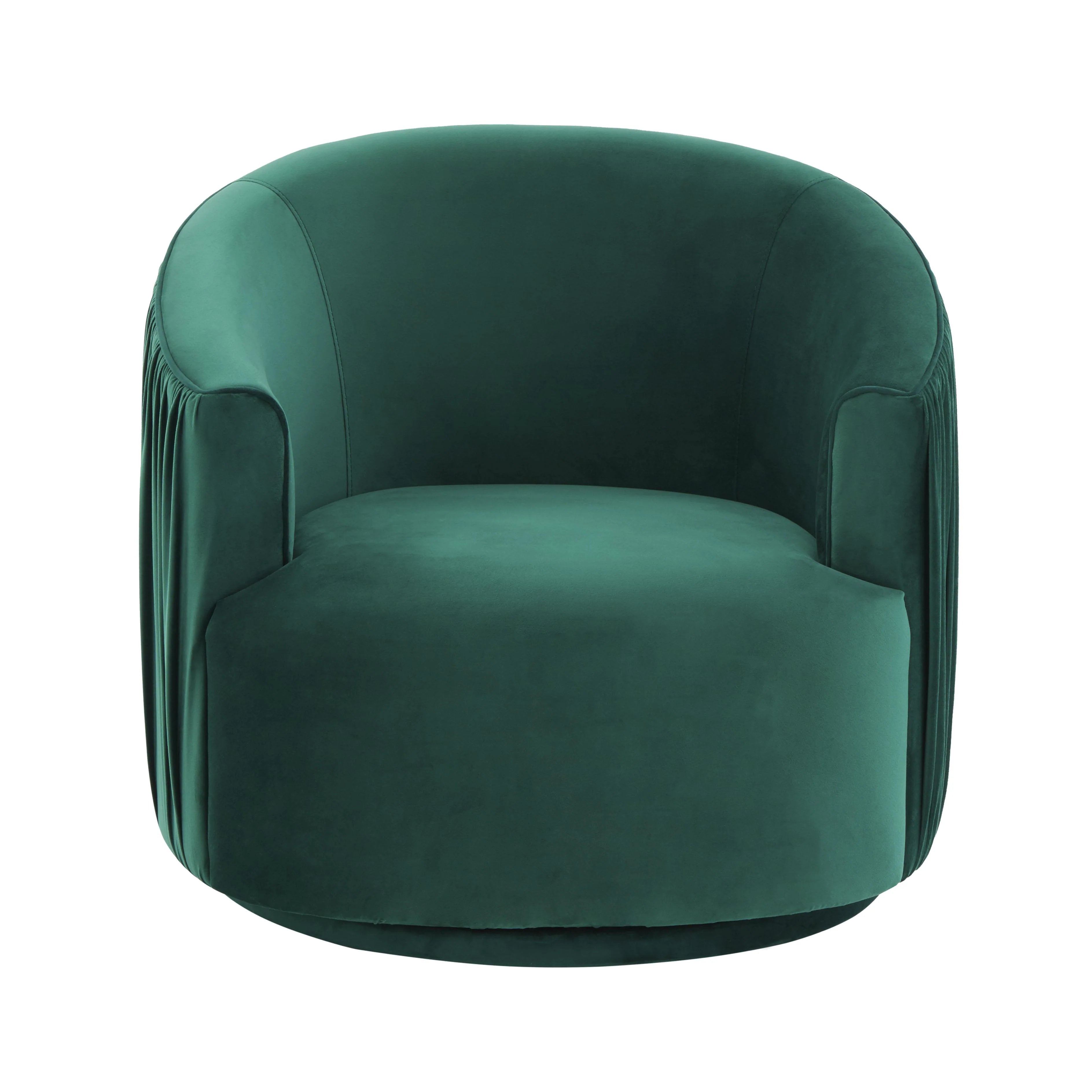 London Pleated Performance Velvet Swivel Accent Chair