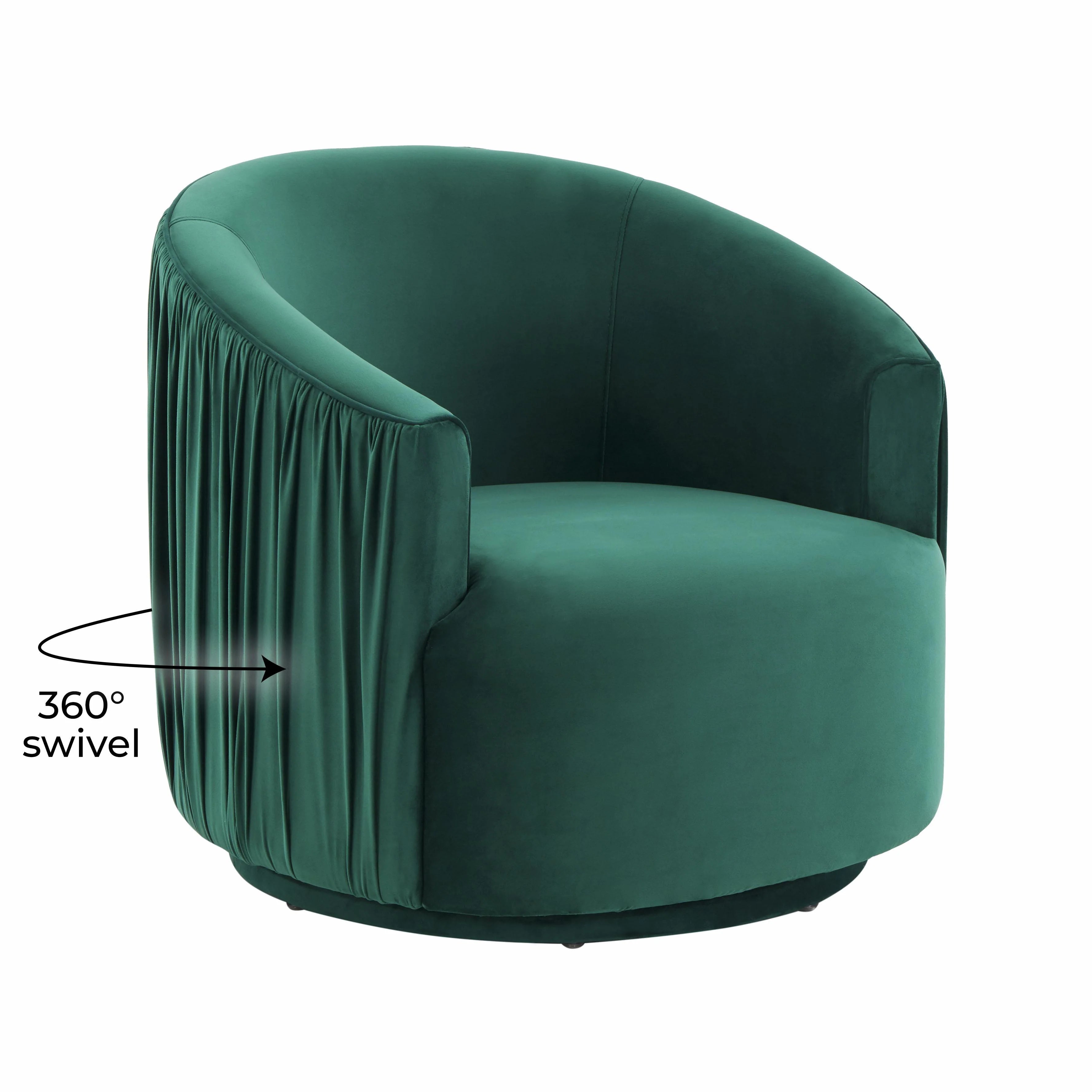 London Pleated Performance Velvet Swivel Accent Chair