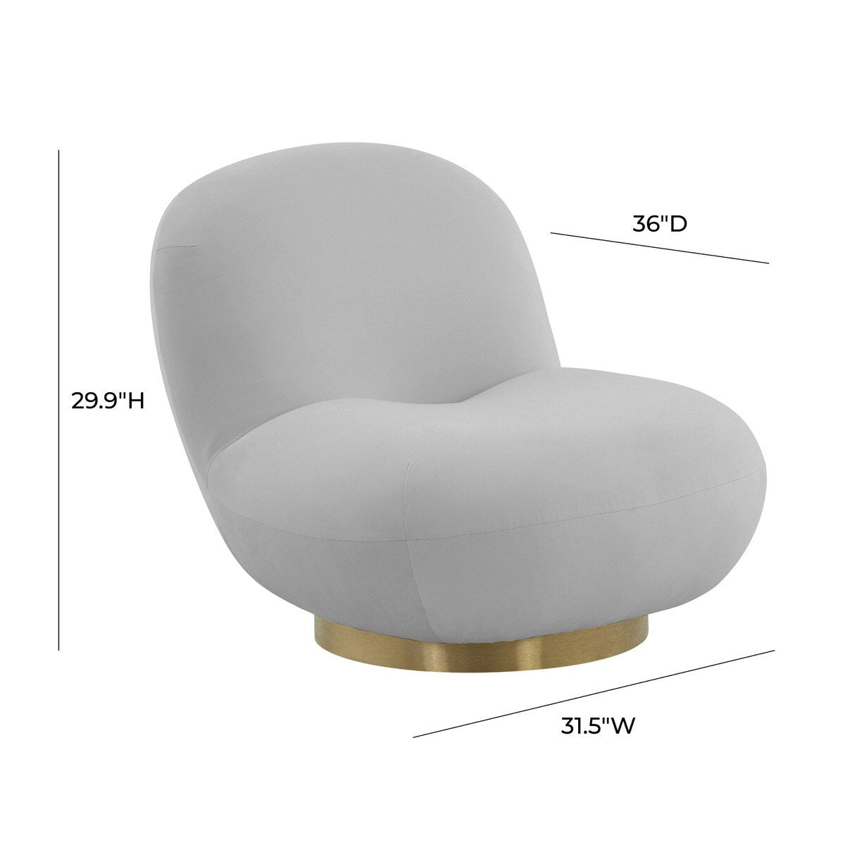 Chaise pivotante en velours gris Emily
