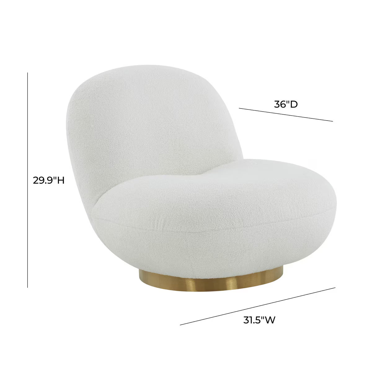 Chaise pivotante Emily White Boucle