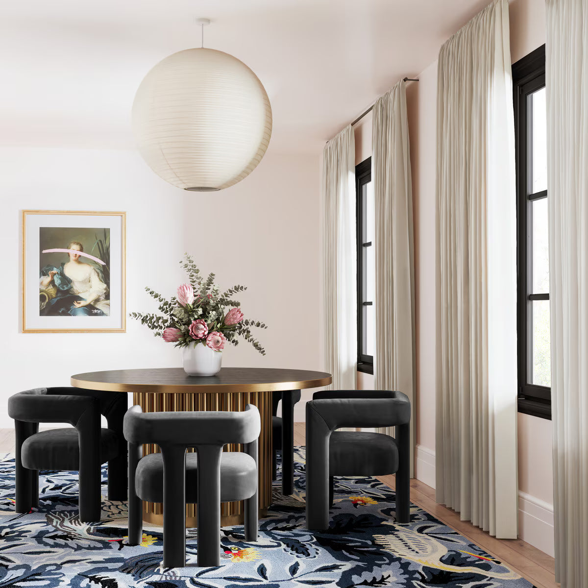 Chaise en velours noir Sloane