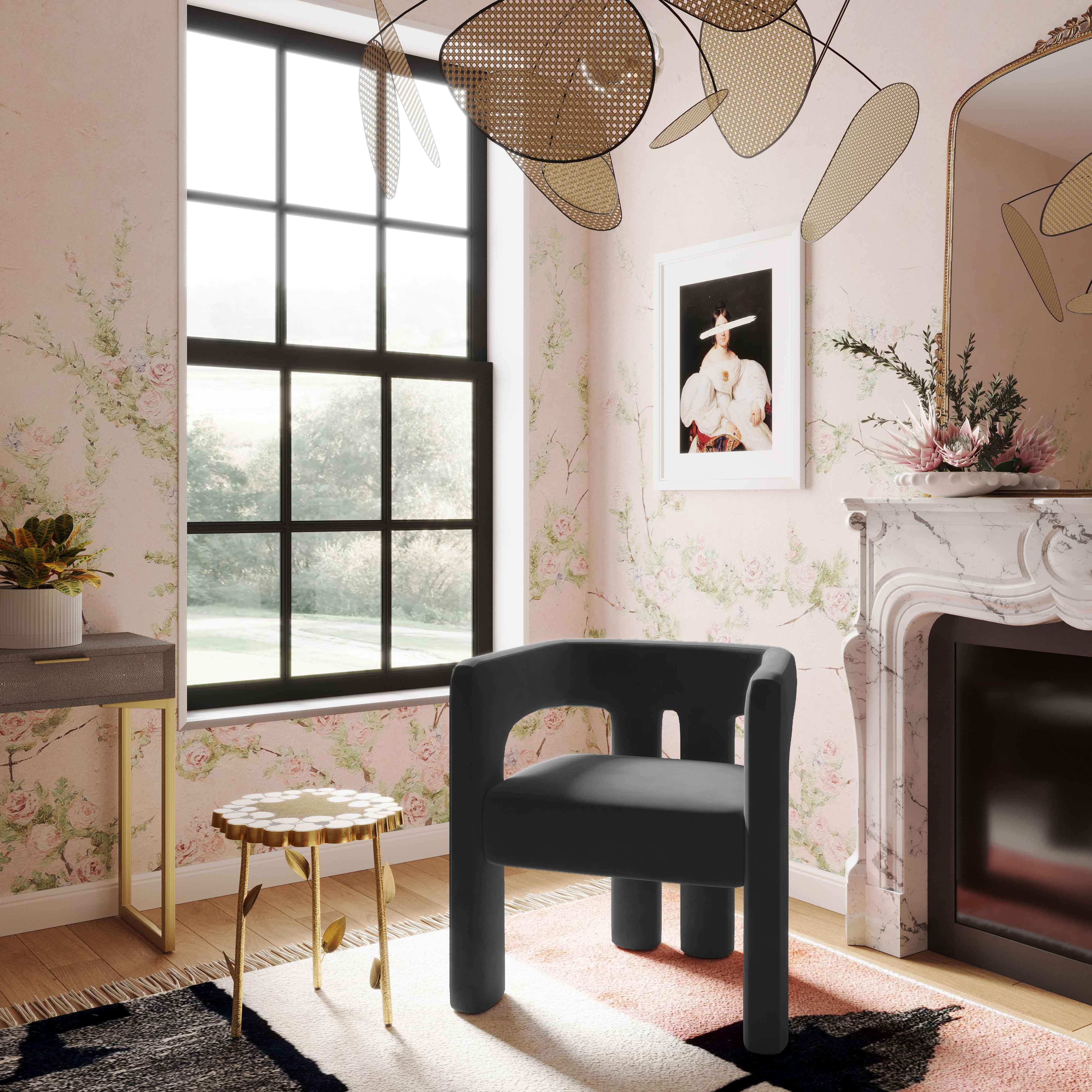 Chaise en velours noir Sloane