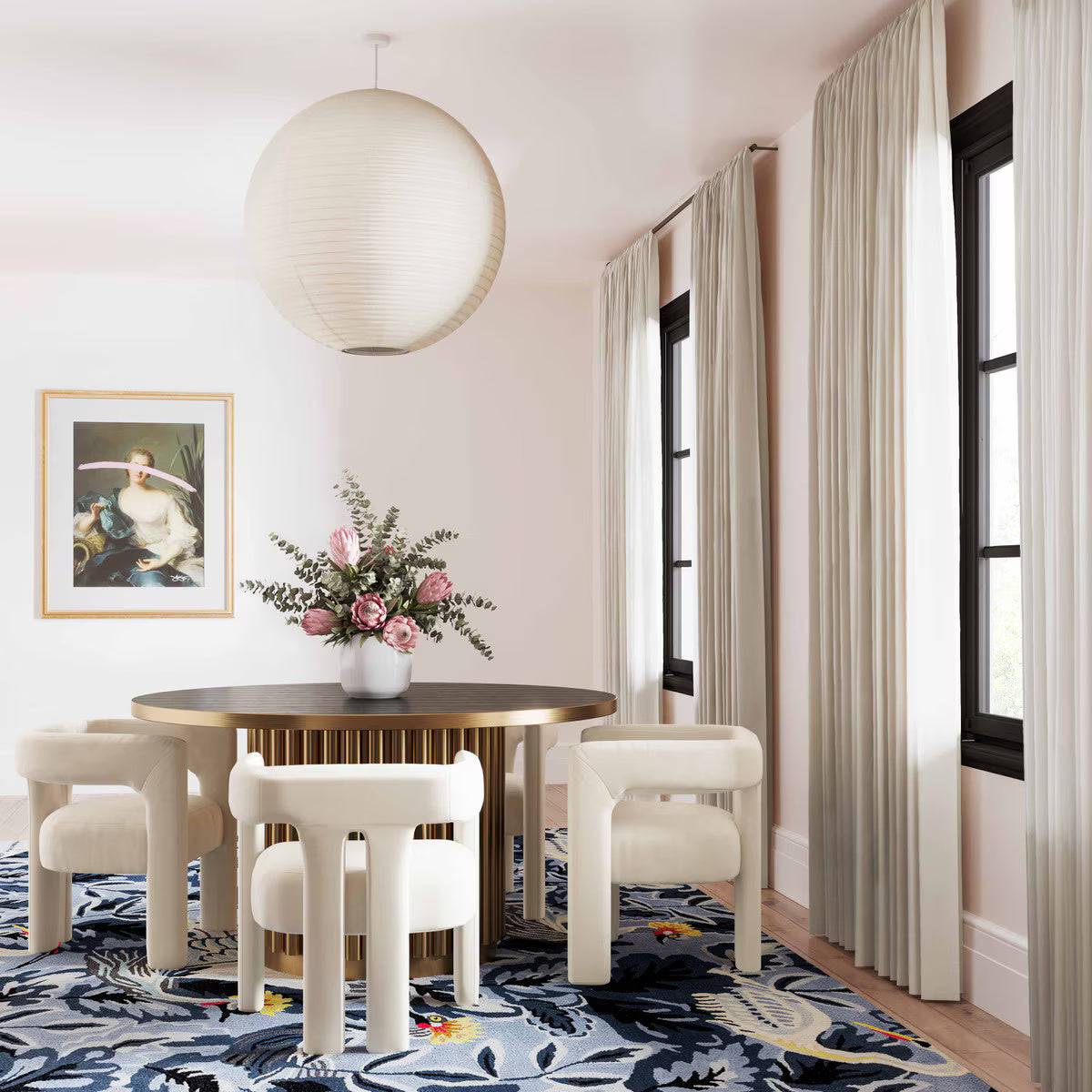 Chaise Sloane en velours crème