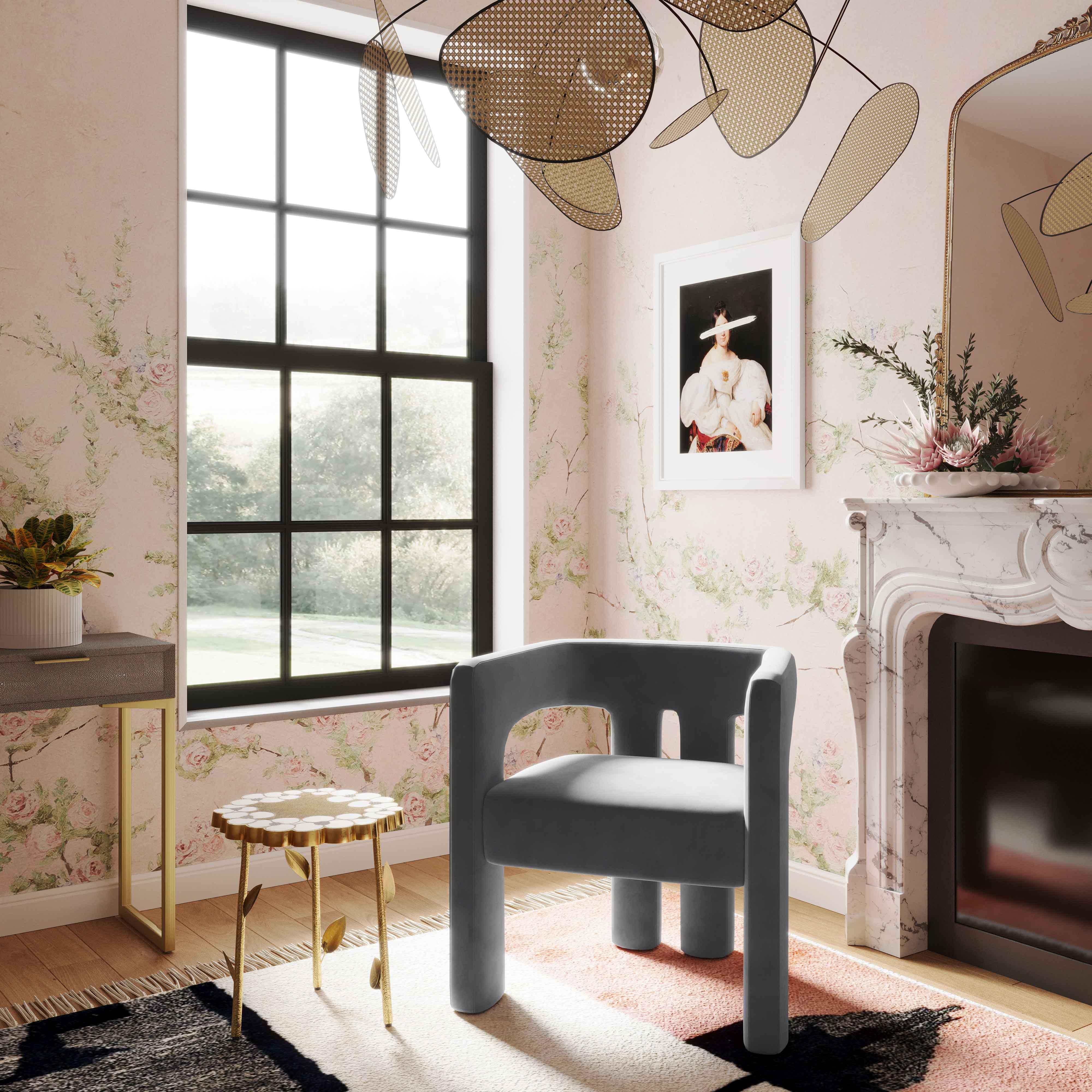 Chaise en velours noir Sloane