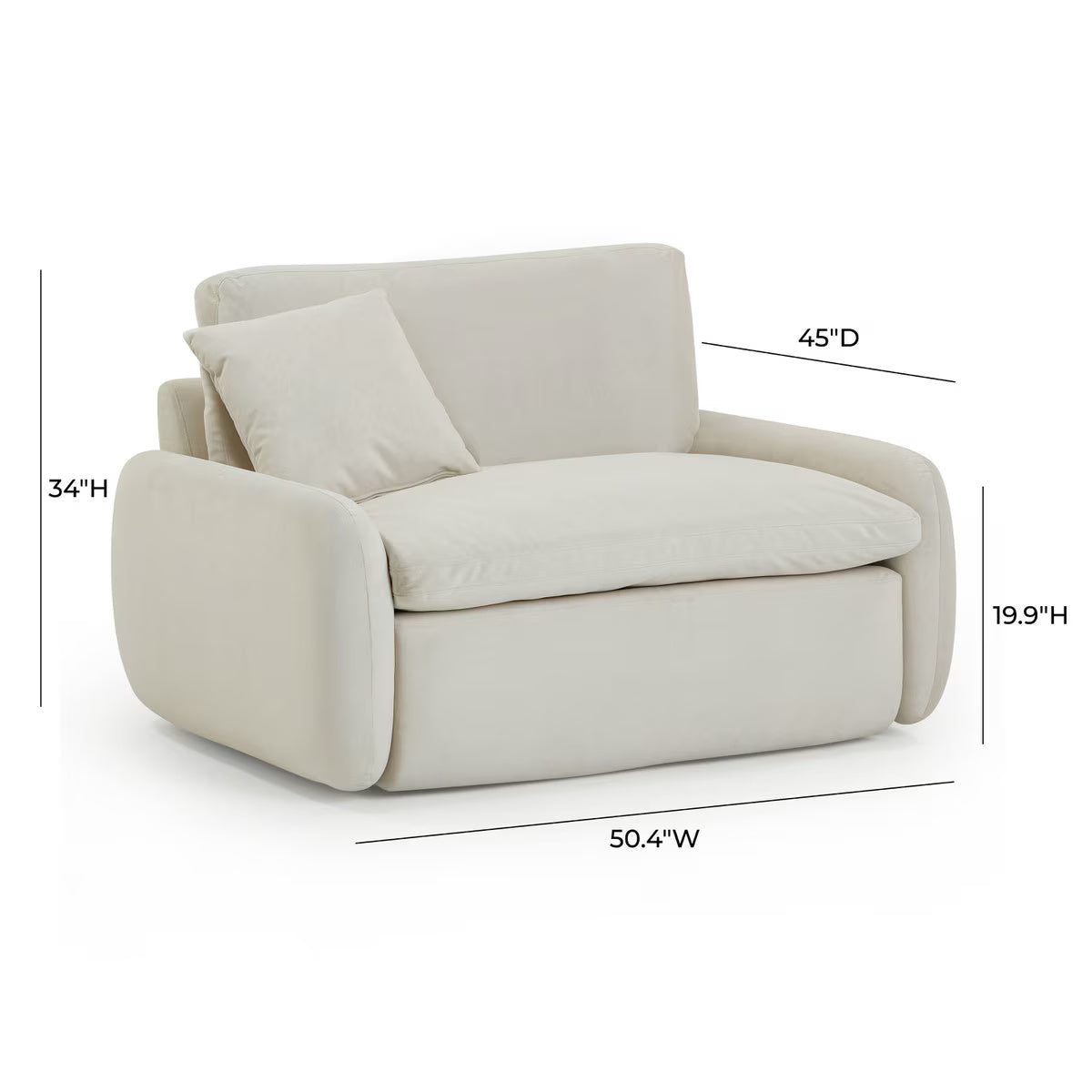 Fauteuil de salon Rachelle en velours crème