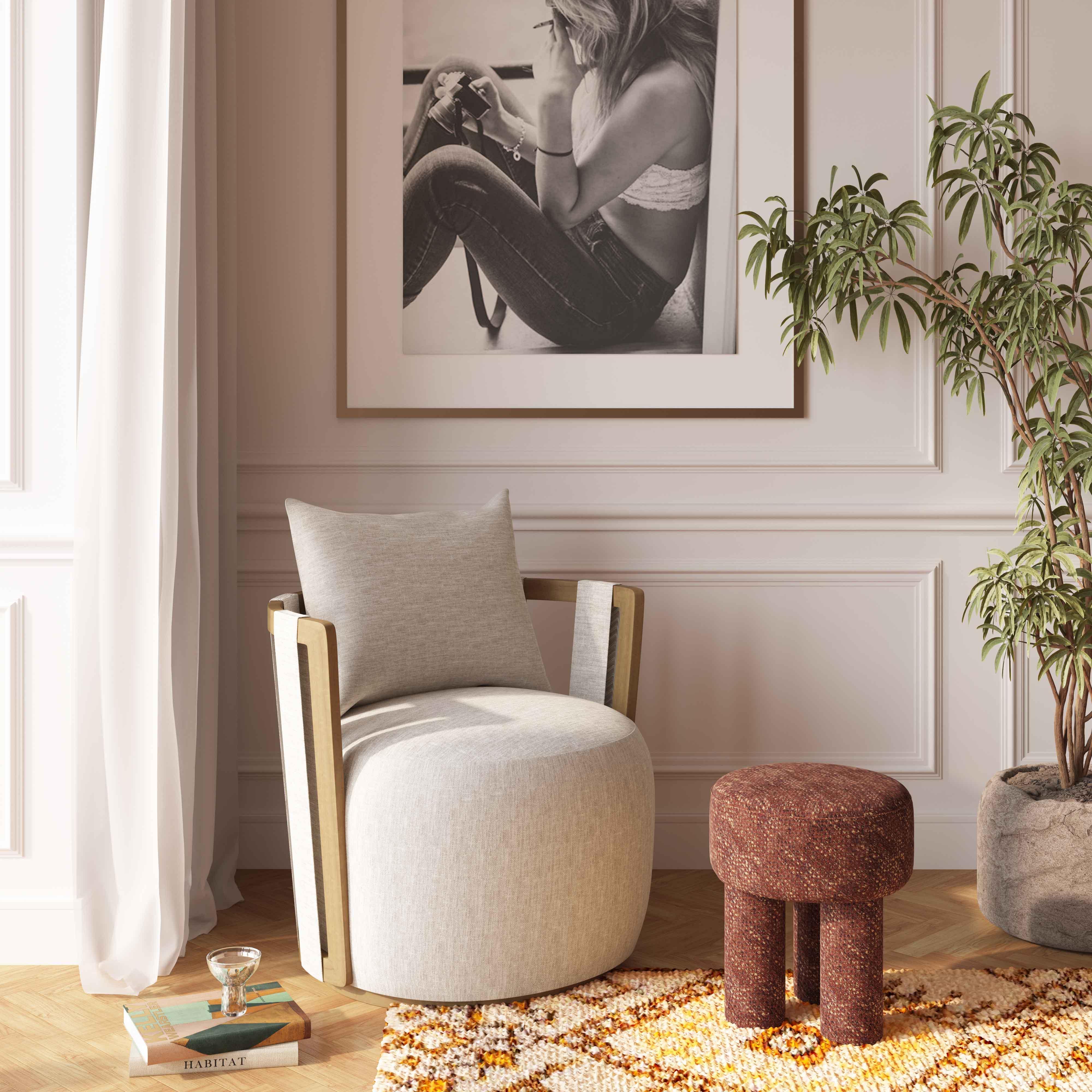 Paolo Textured Contract-Grade Weave Fabric Swivel Accent Chair