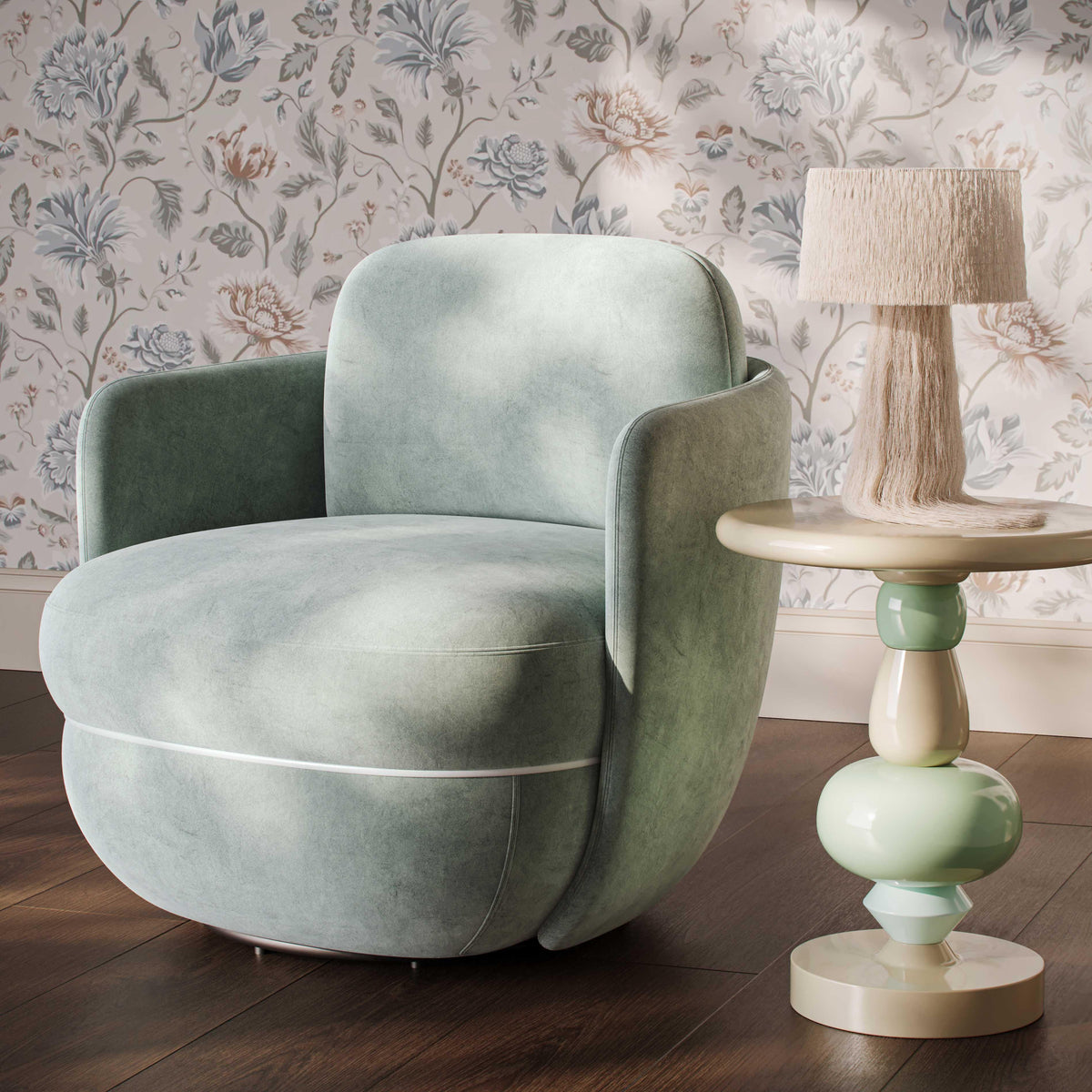 Wolfie Performance Velvet Swivel Accent Chair
