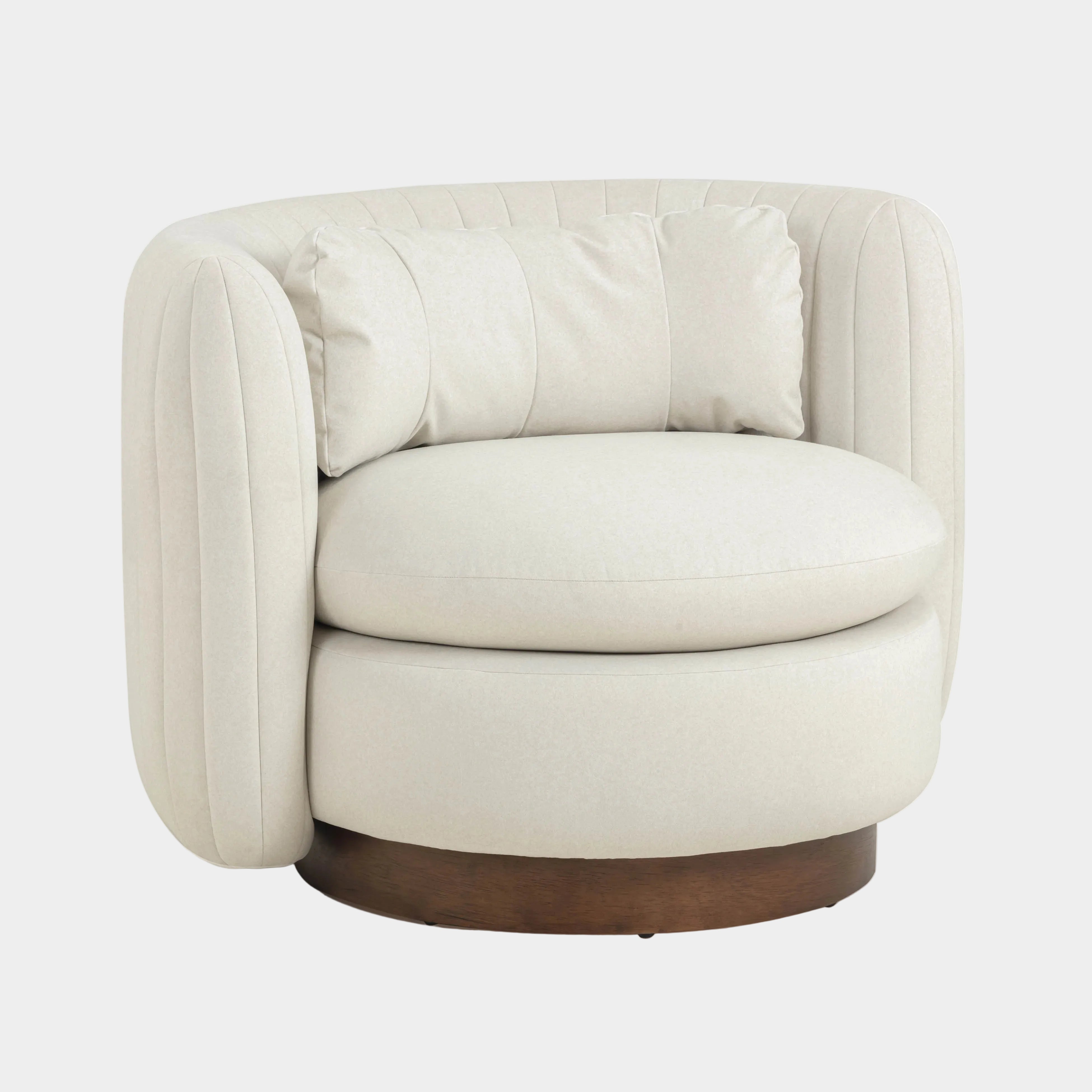 Nura Cream Performance Vegan Mohair Swivel Accent Chair