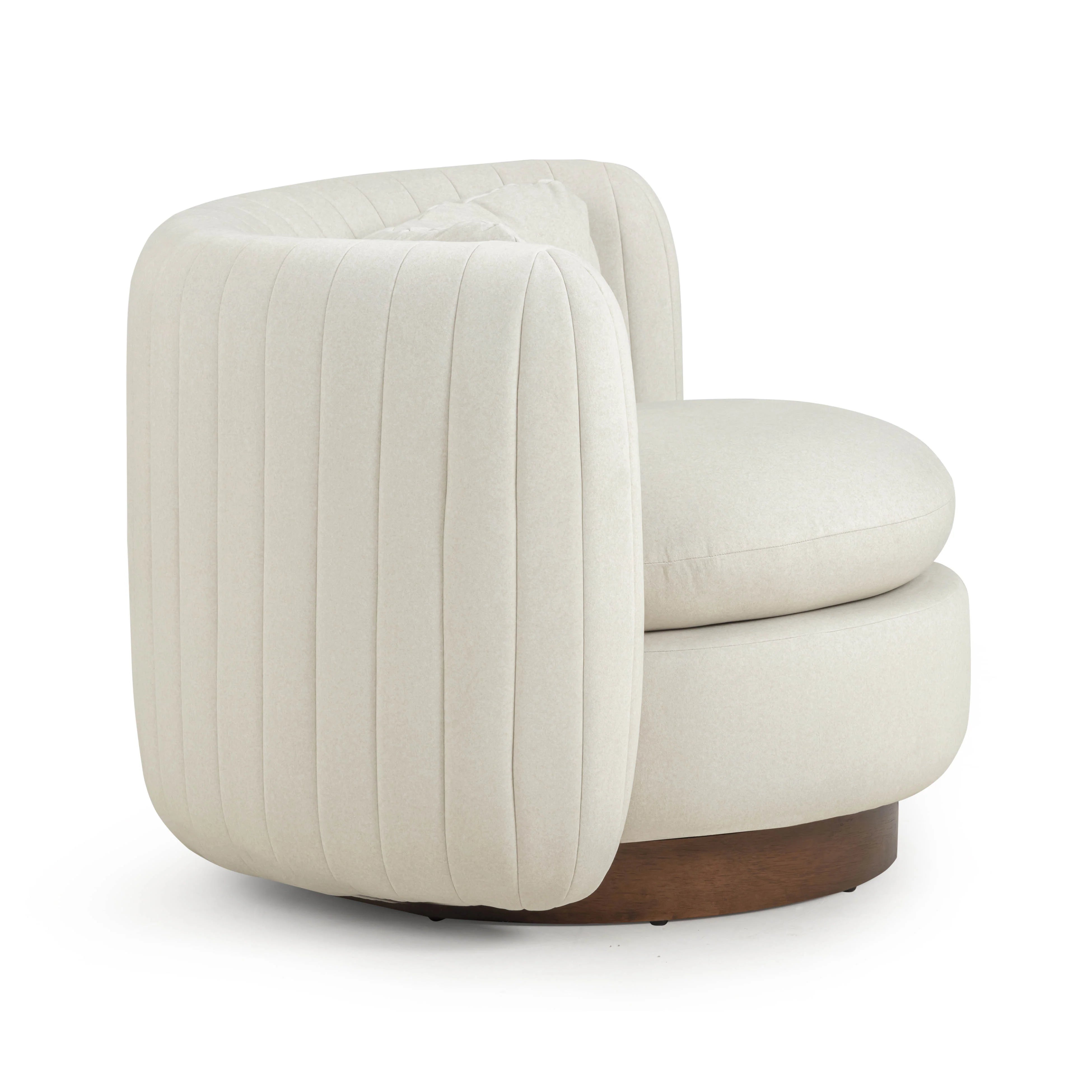 Nura Cream Performance Vegan Mohair Swivel Accent Chair