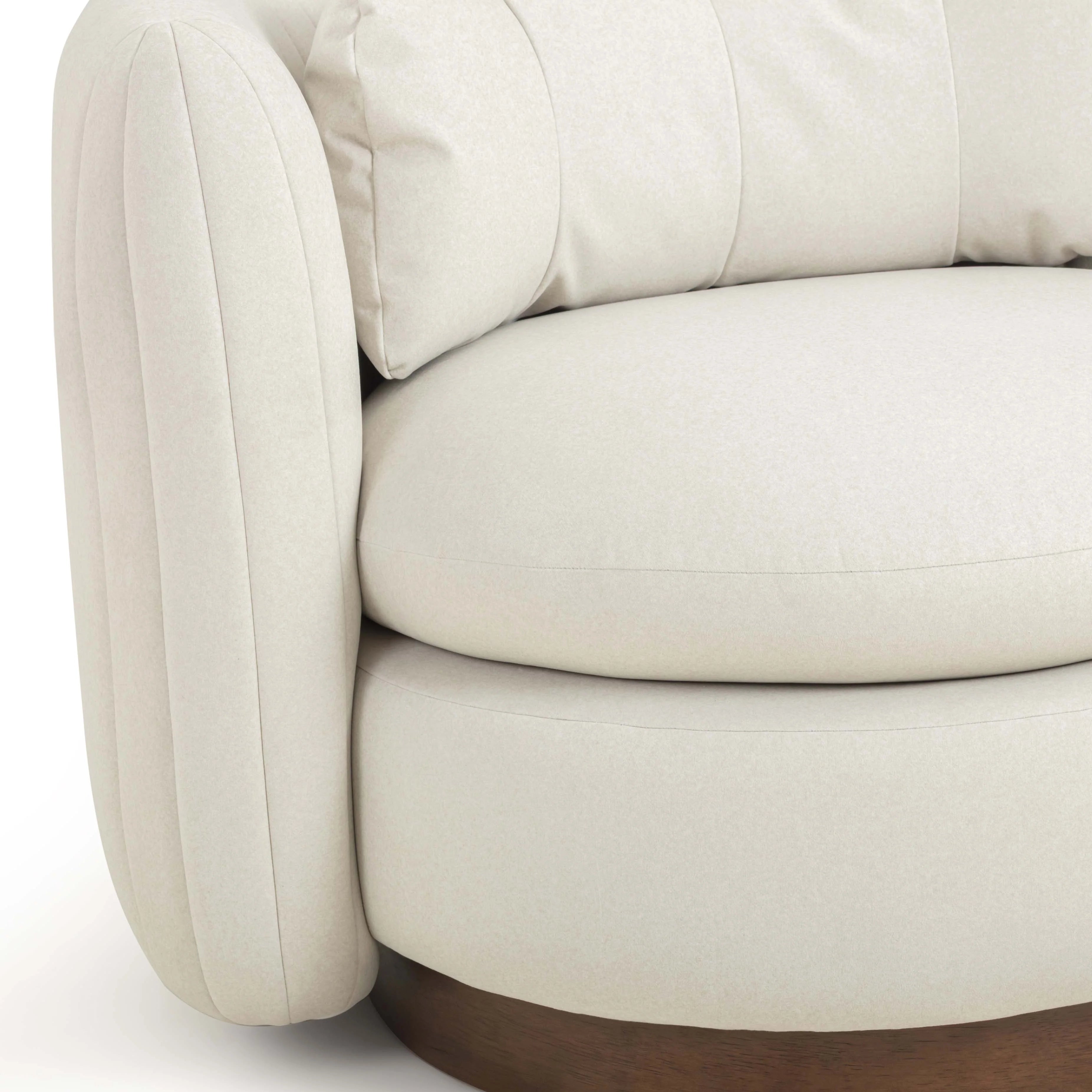 Nura Cream Performance Vegan Mohair Swivel Accent Chair