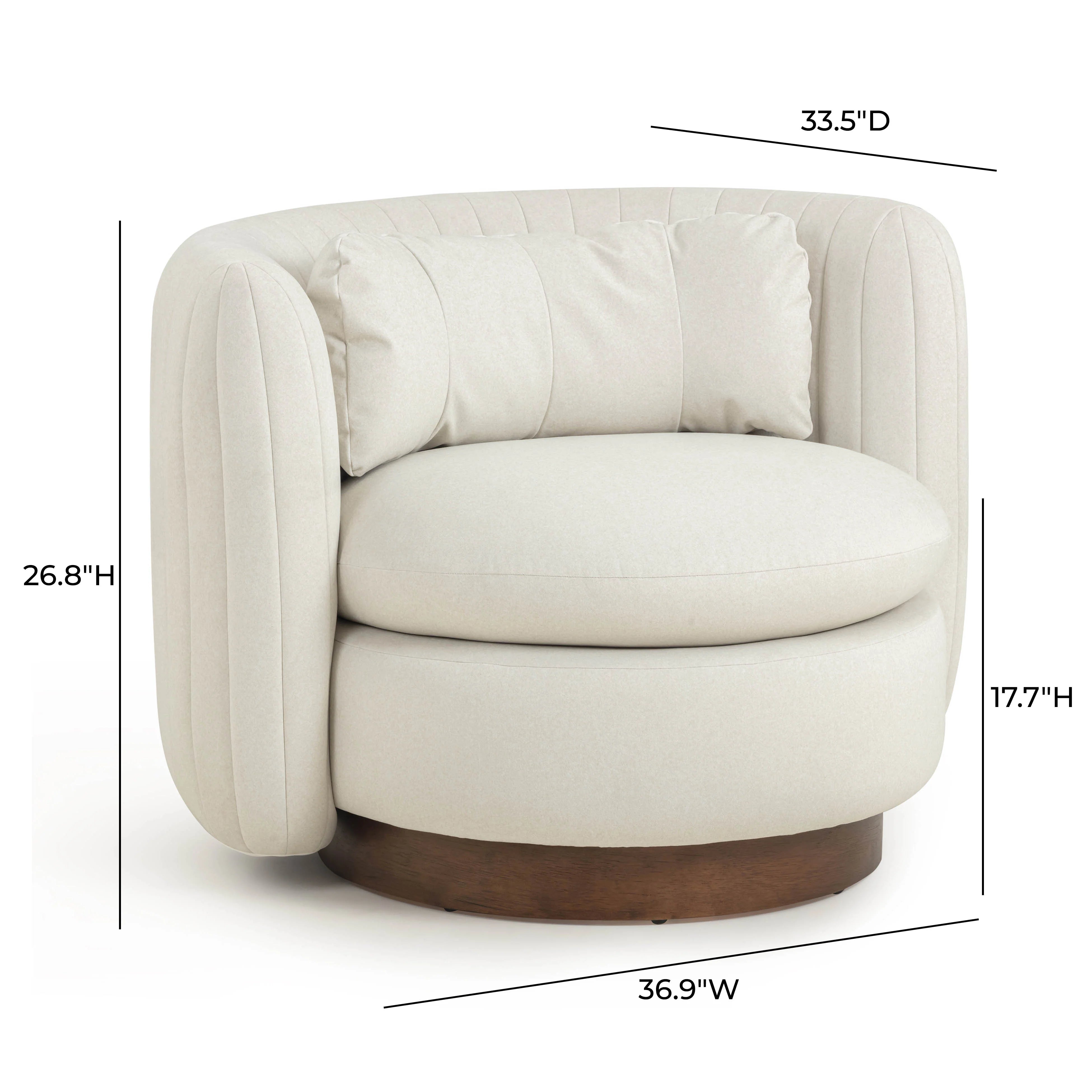 Nura Cream Performance Vegan Mohair Swivel Accent Chair