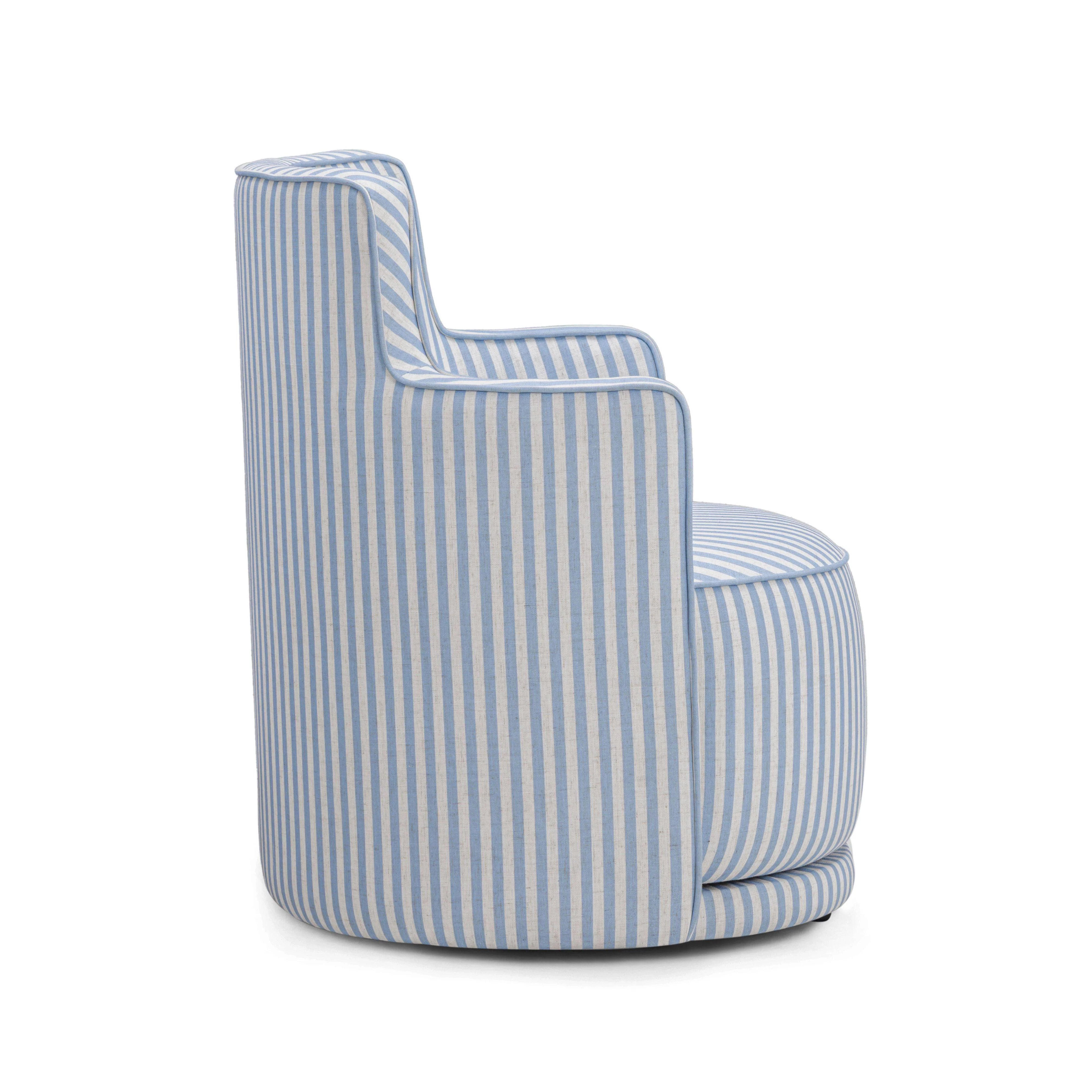Passe Striped Linen Swivel Chair