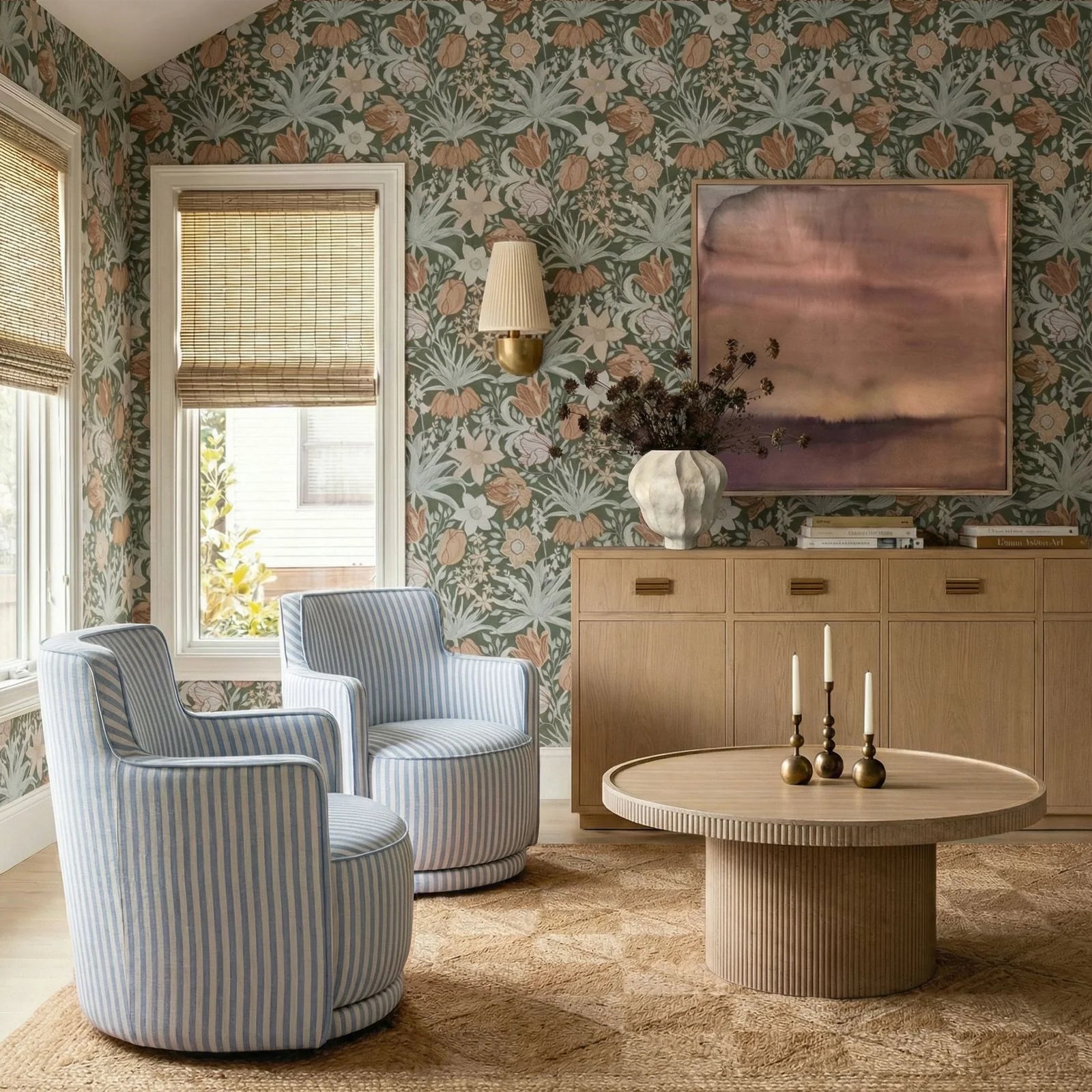 Passe Striped Linen Swivel Chair