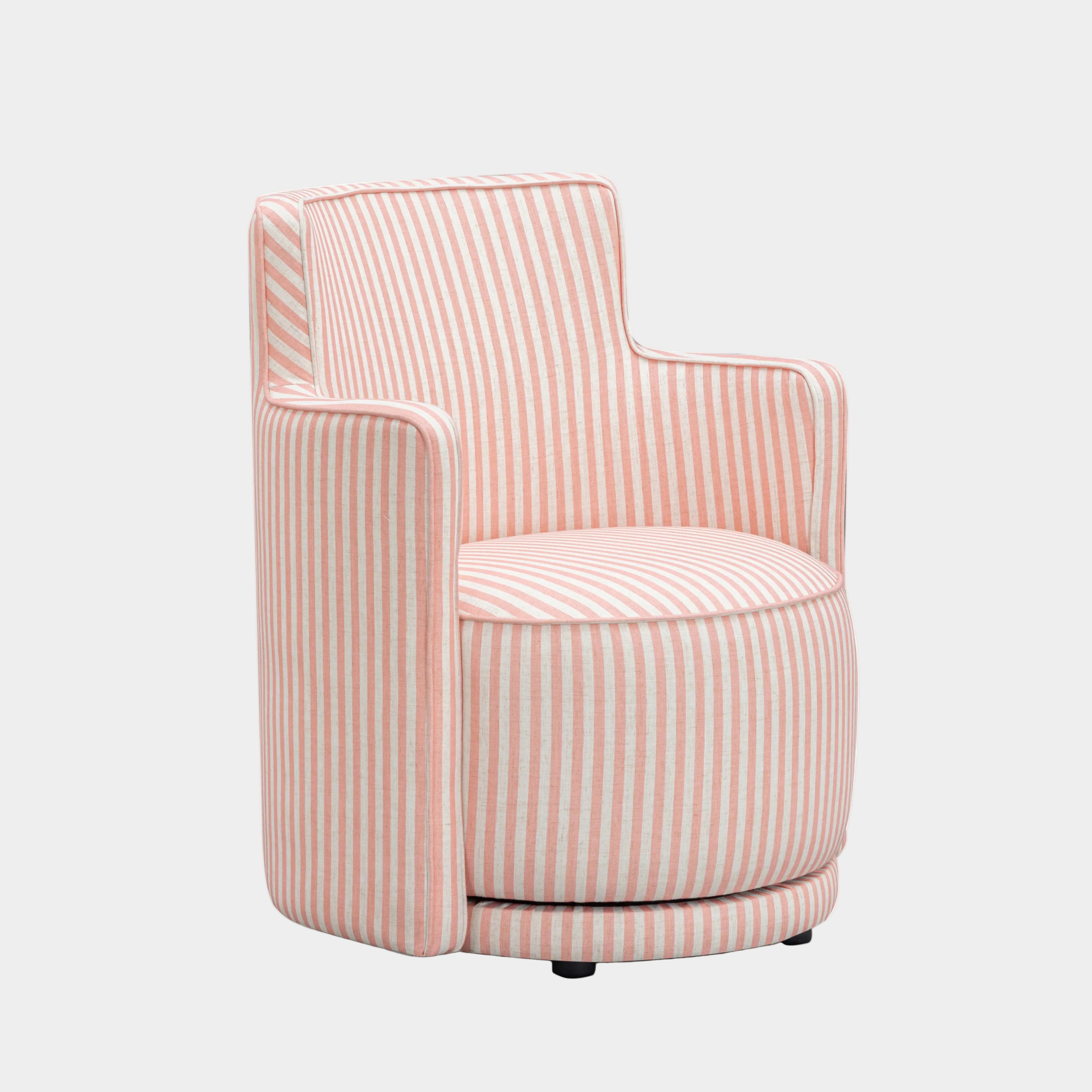 Passe Striped Linen Swivel Chair