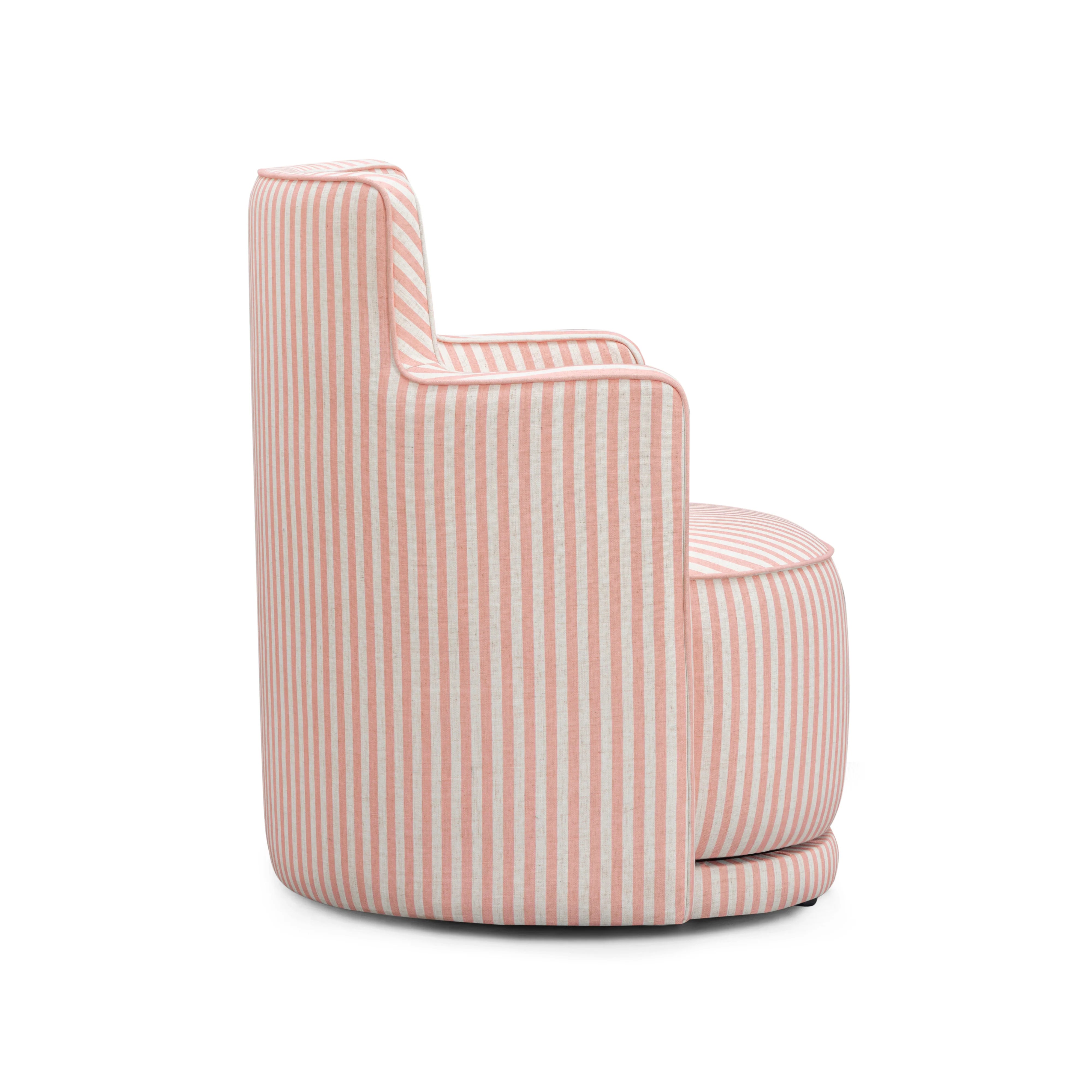 Passe Striped Linen Swivel Chair