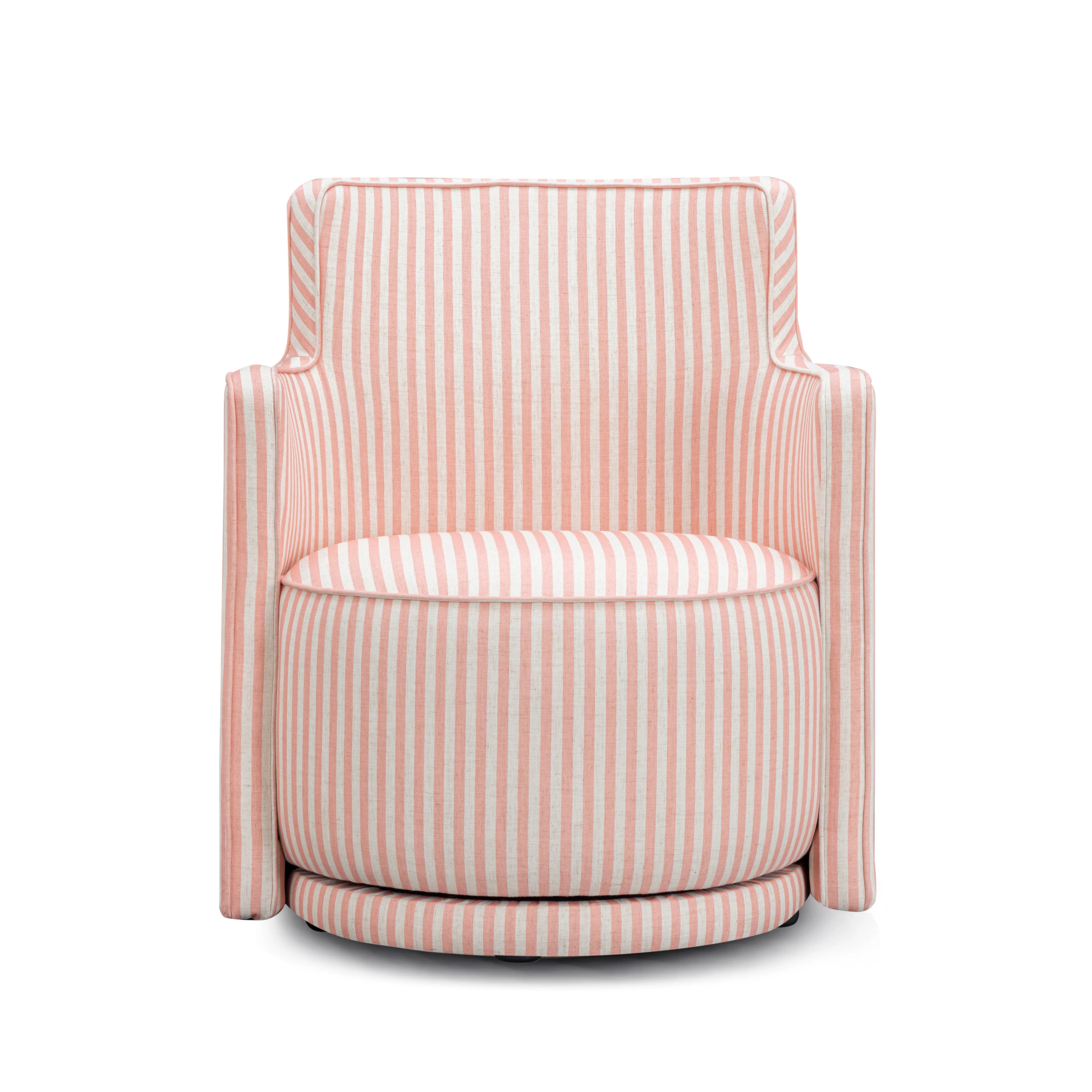 Passe Striped Linen Swivel Chair
