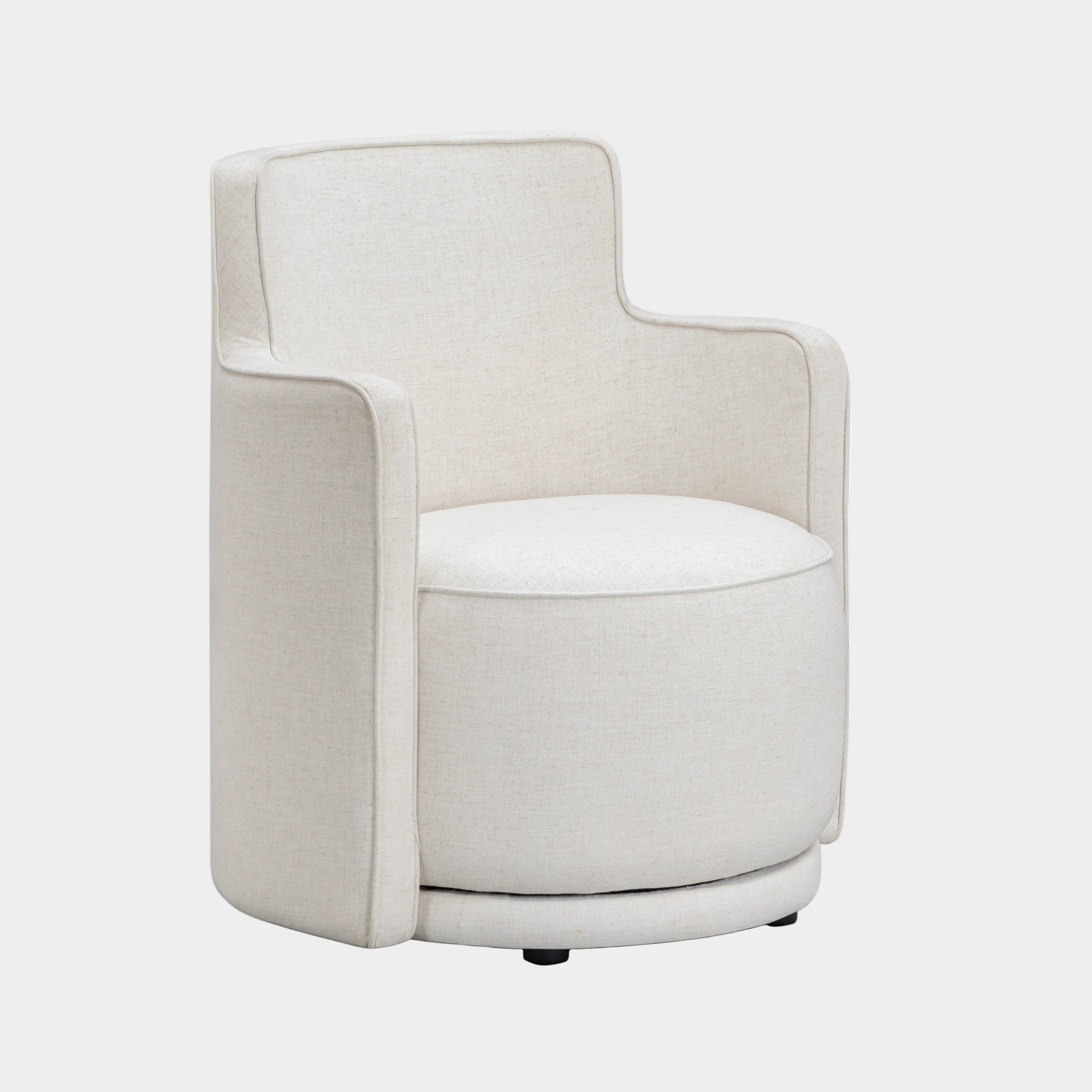 Passe Cream Upcycled Performance Linen Swivel Chair