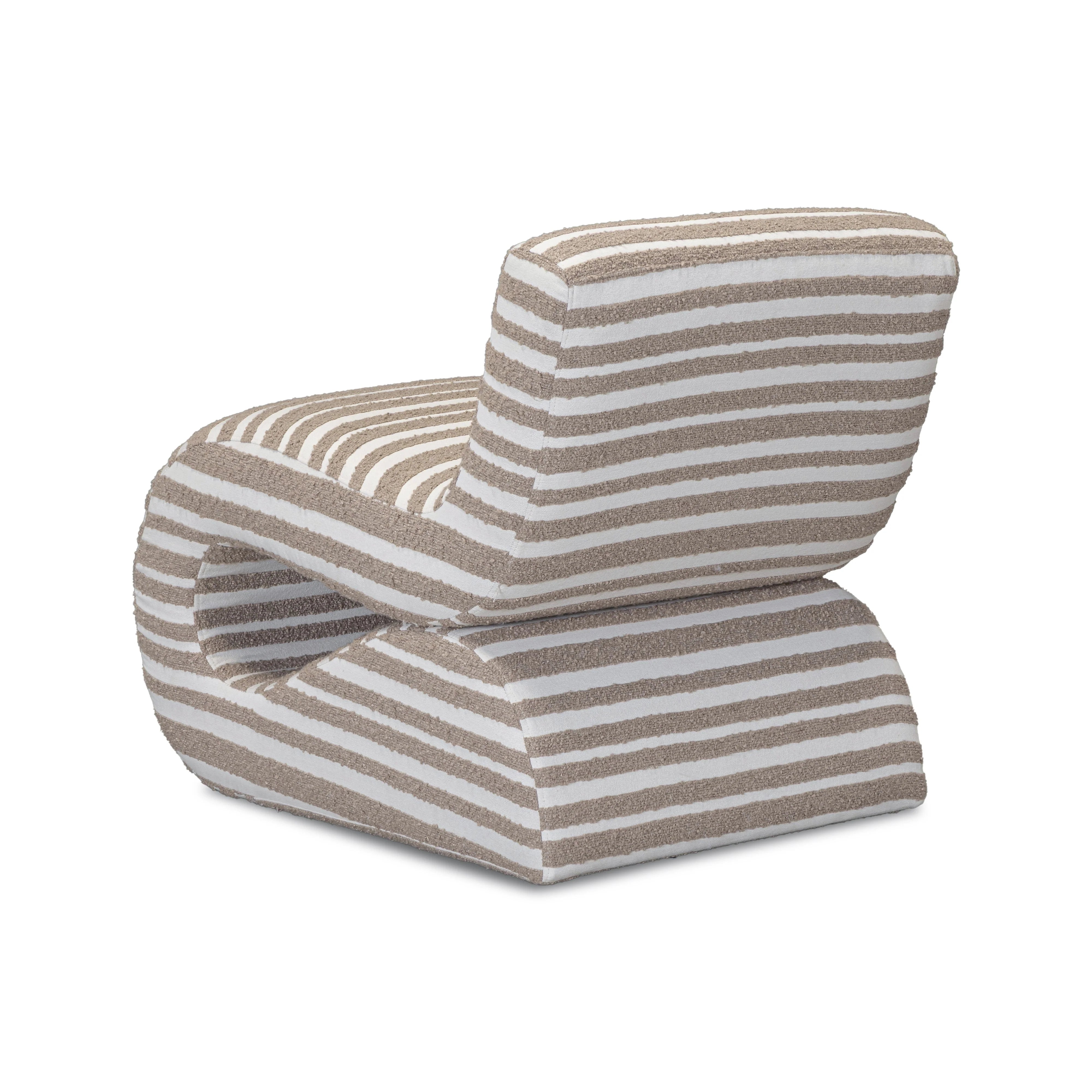 Senna Taupe Organic Stripes Contract-Grade Jacquard Fabric Accent Chair