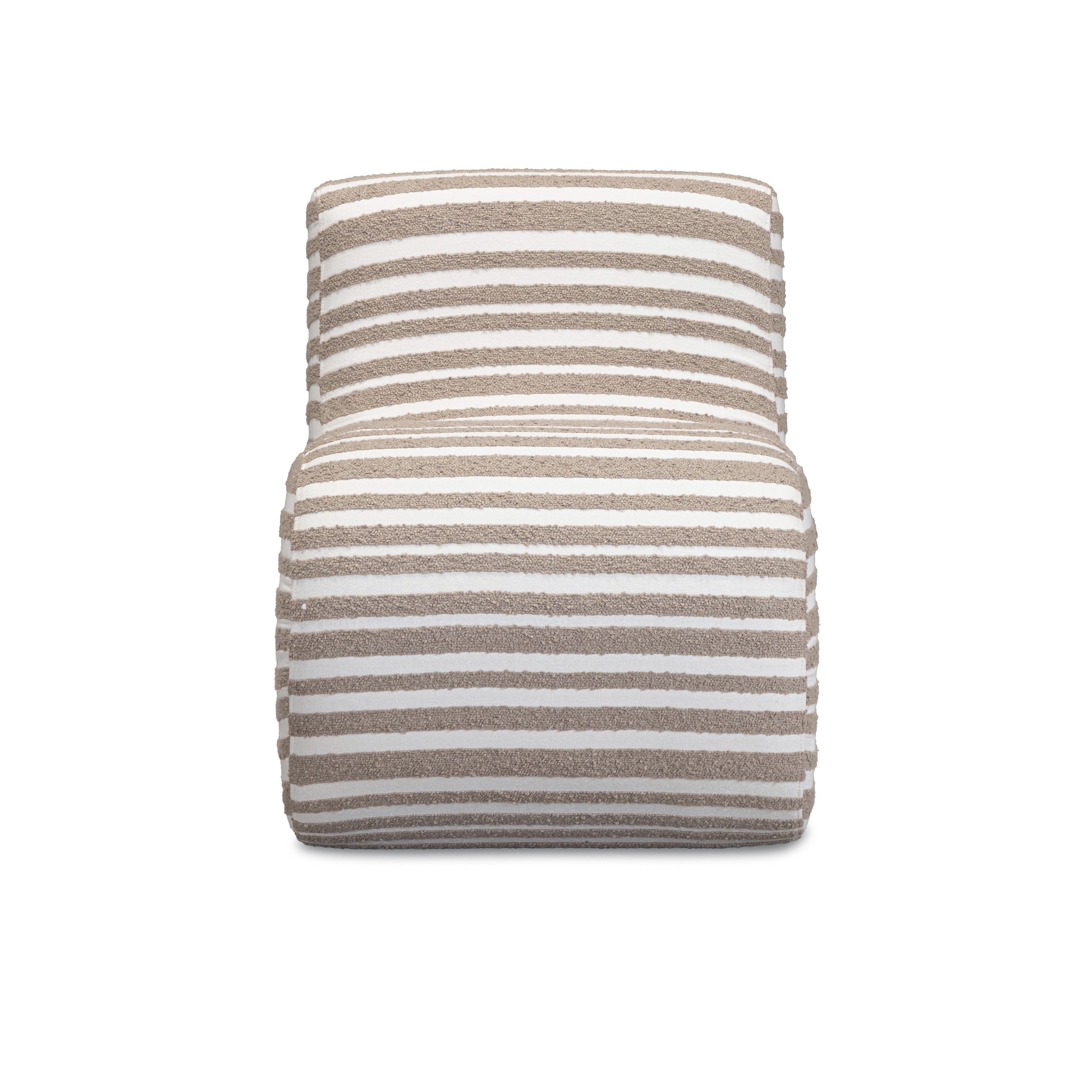 Senna Taupe Organic Stripes Contract-Grade Jacquard Fabric Accent Chair