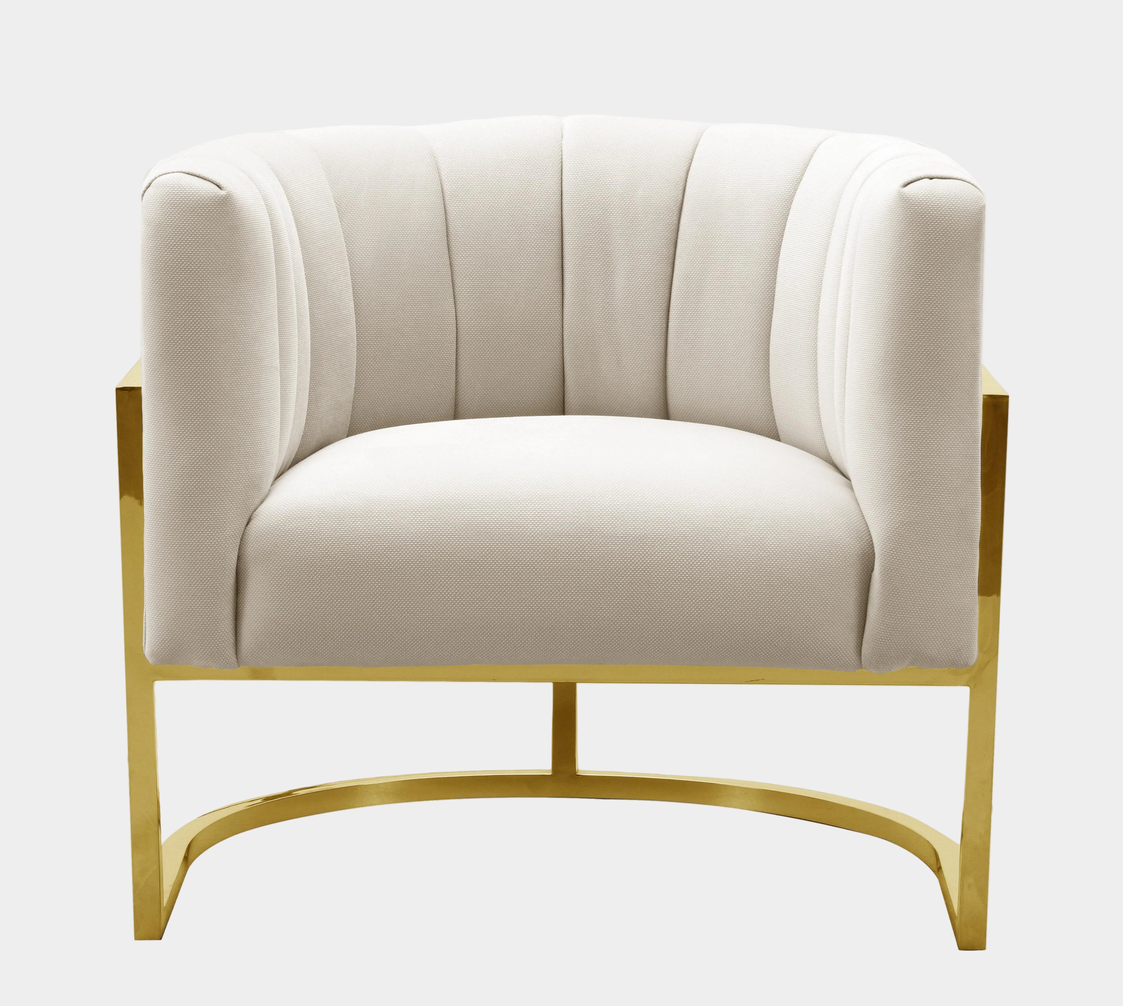 Chaise Magnolia à pois crème avec base dorée