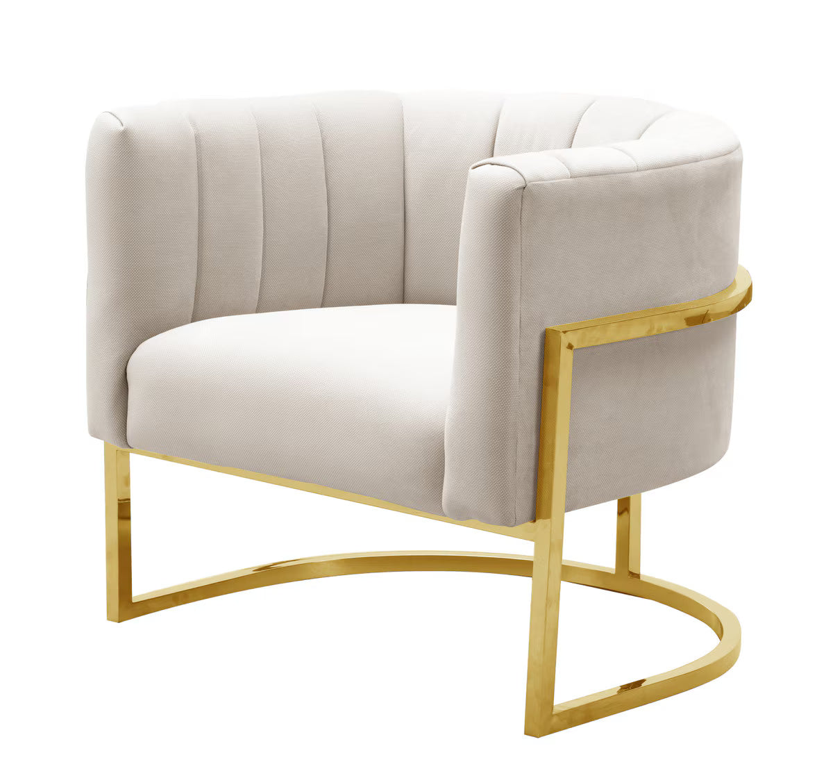 Chaise Magnolia à pois crème avec base dorée