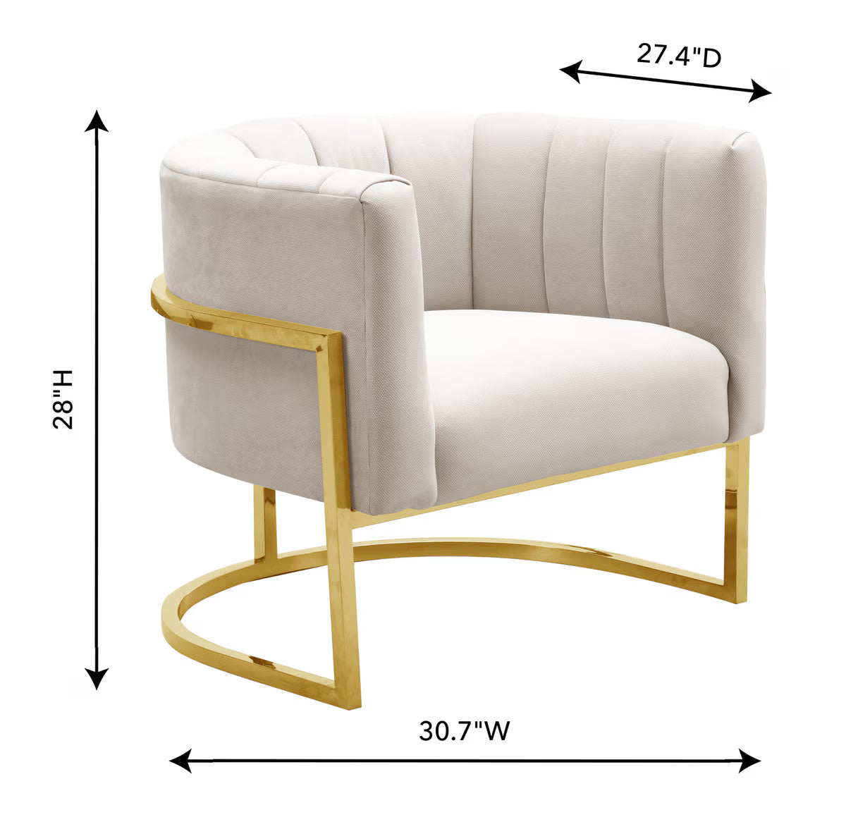 Chaise Magnolia à pois crème avec base dorée