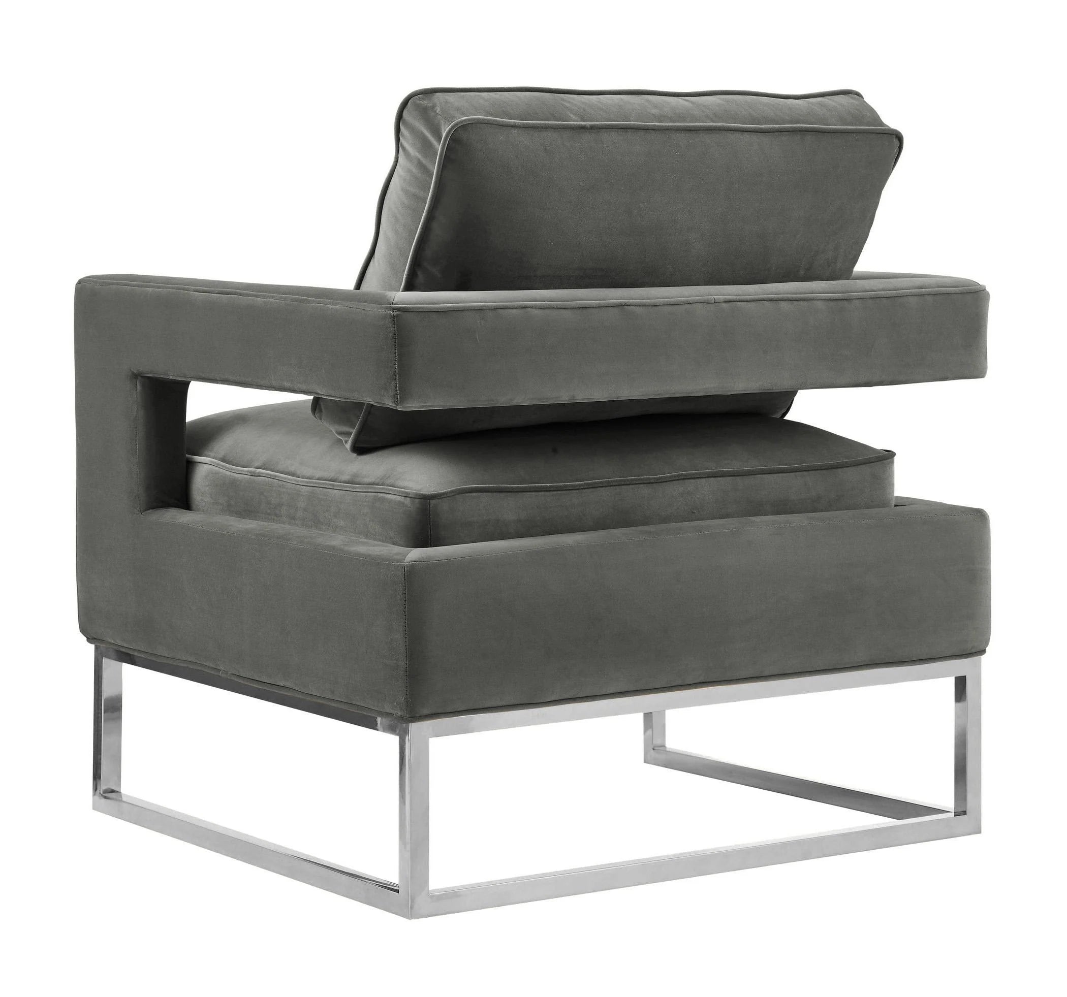 Chaise Avery en velours gris avec base argentée