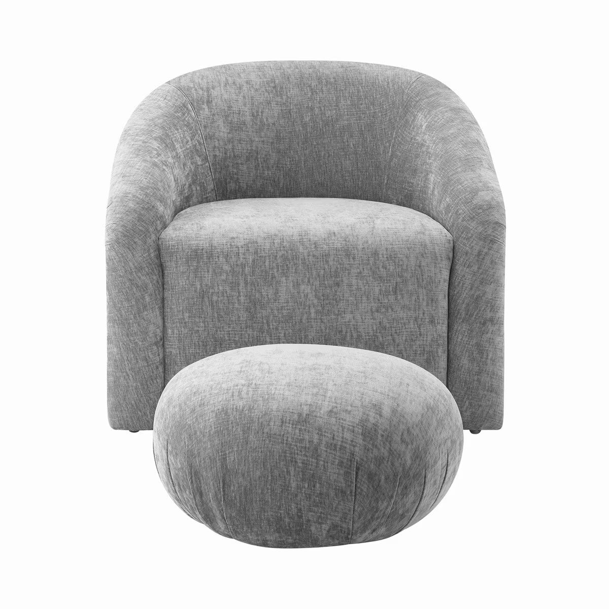 Ensemble chaise et pouf en chenille gris Boboli
