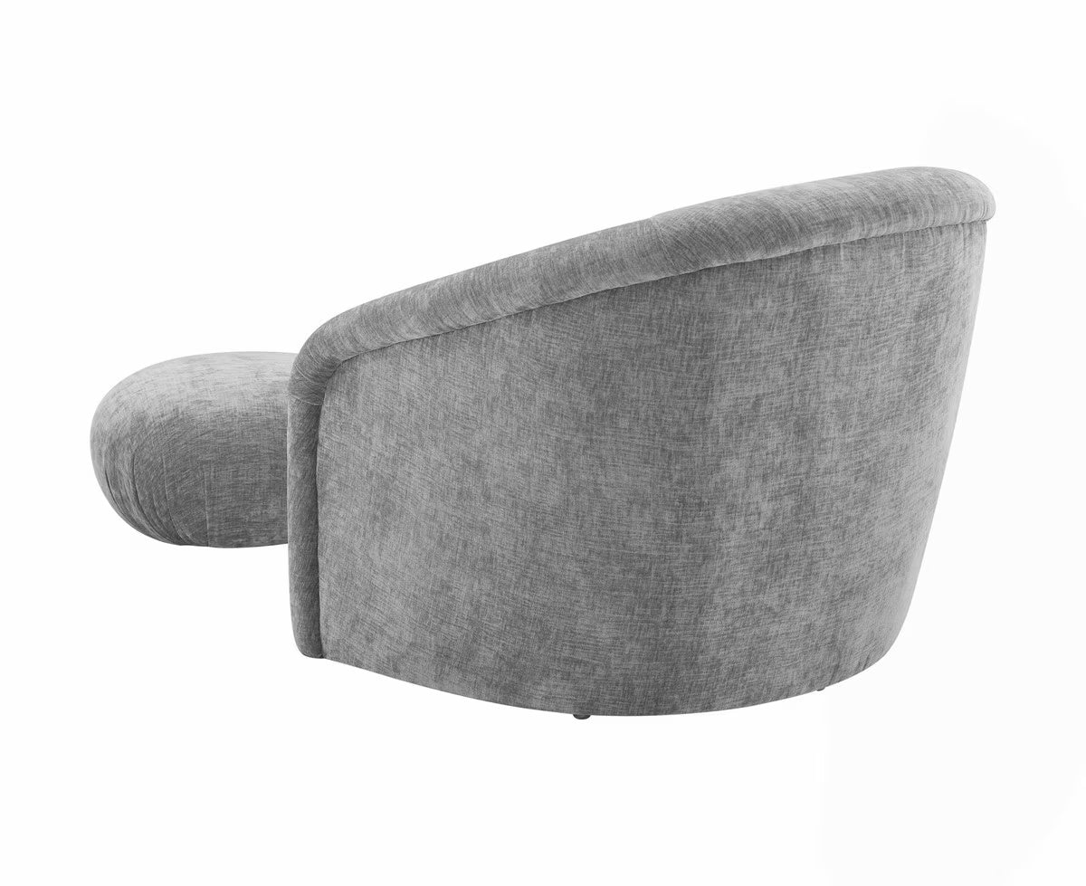 Ensemble chaise et pouf en chenille gris Boboli