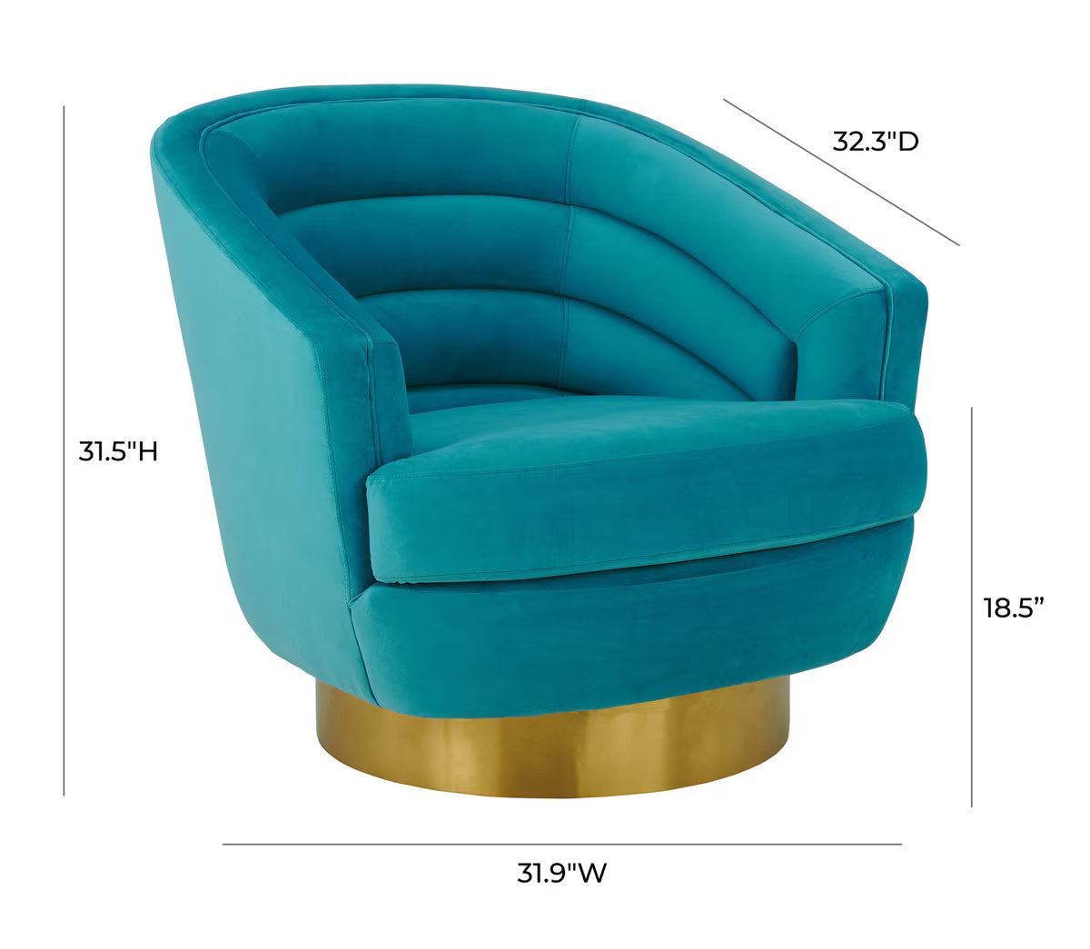 Chaise pivotante en velours bleu Canyon