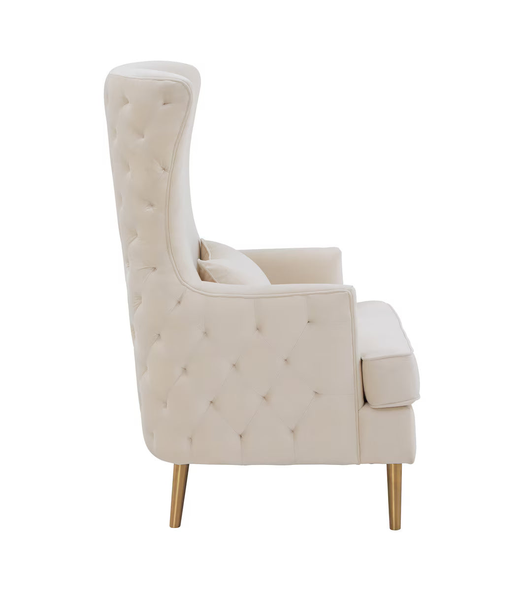 Chaise haute à dossier capitonné Alina de couleur crème par Inspire Me! Home Decor