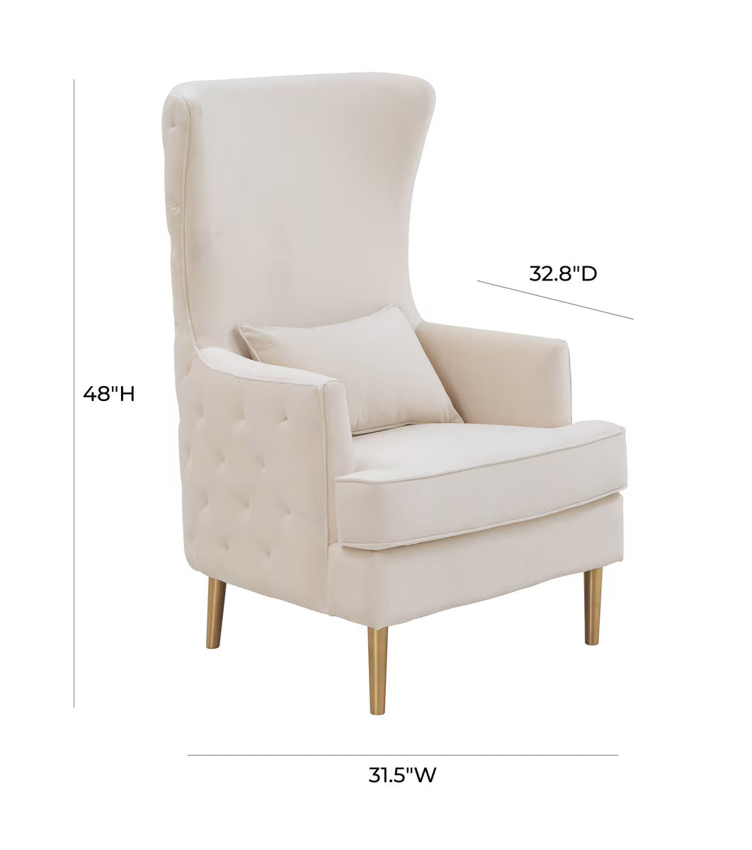 Chaise haute à dossier capitonné Alina de couleur crème par Inspire Me! Home Decor