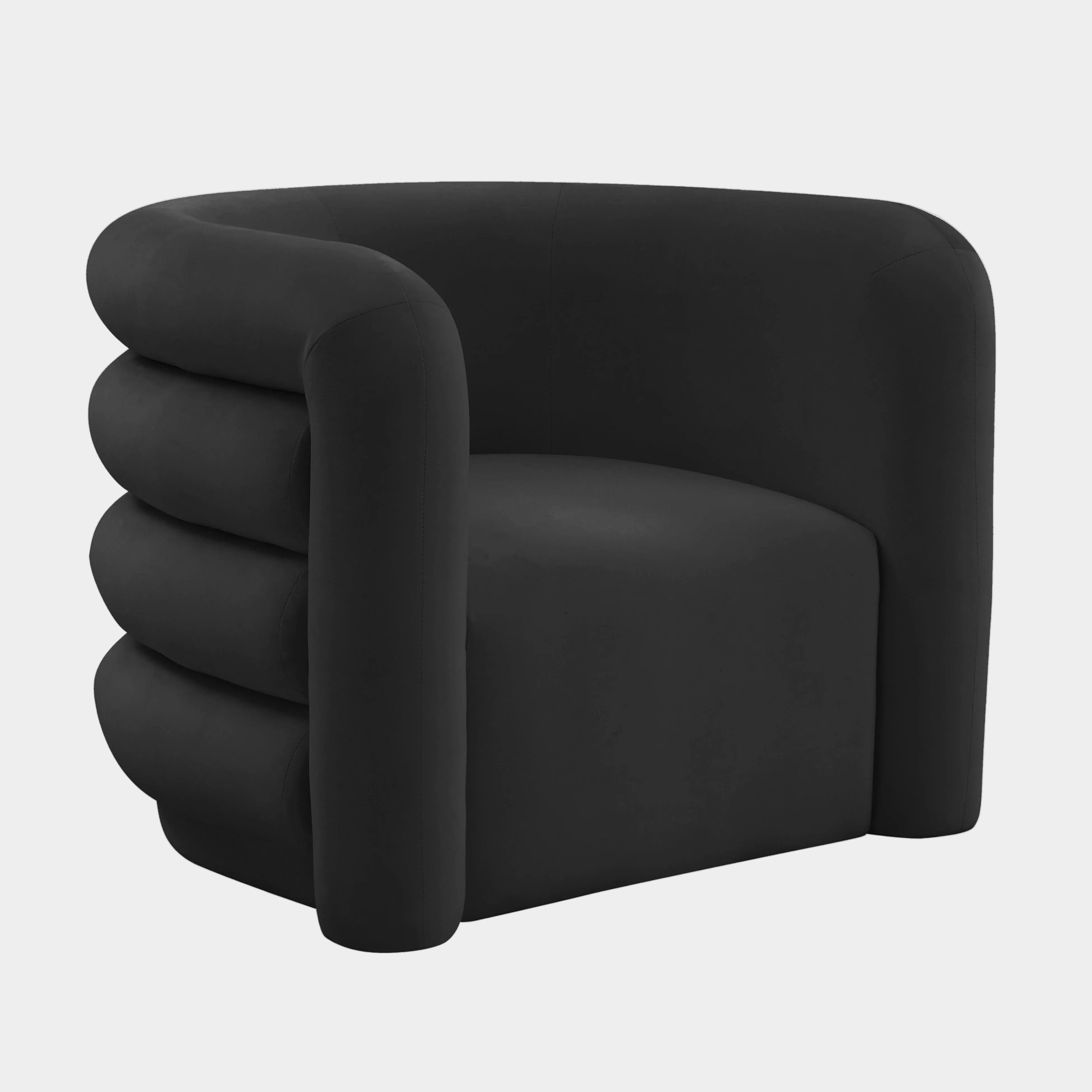 Fauteuil Lounge Curves en Velours Noir