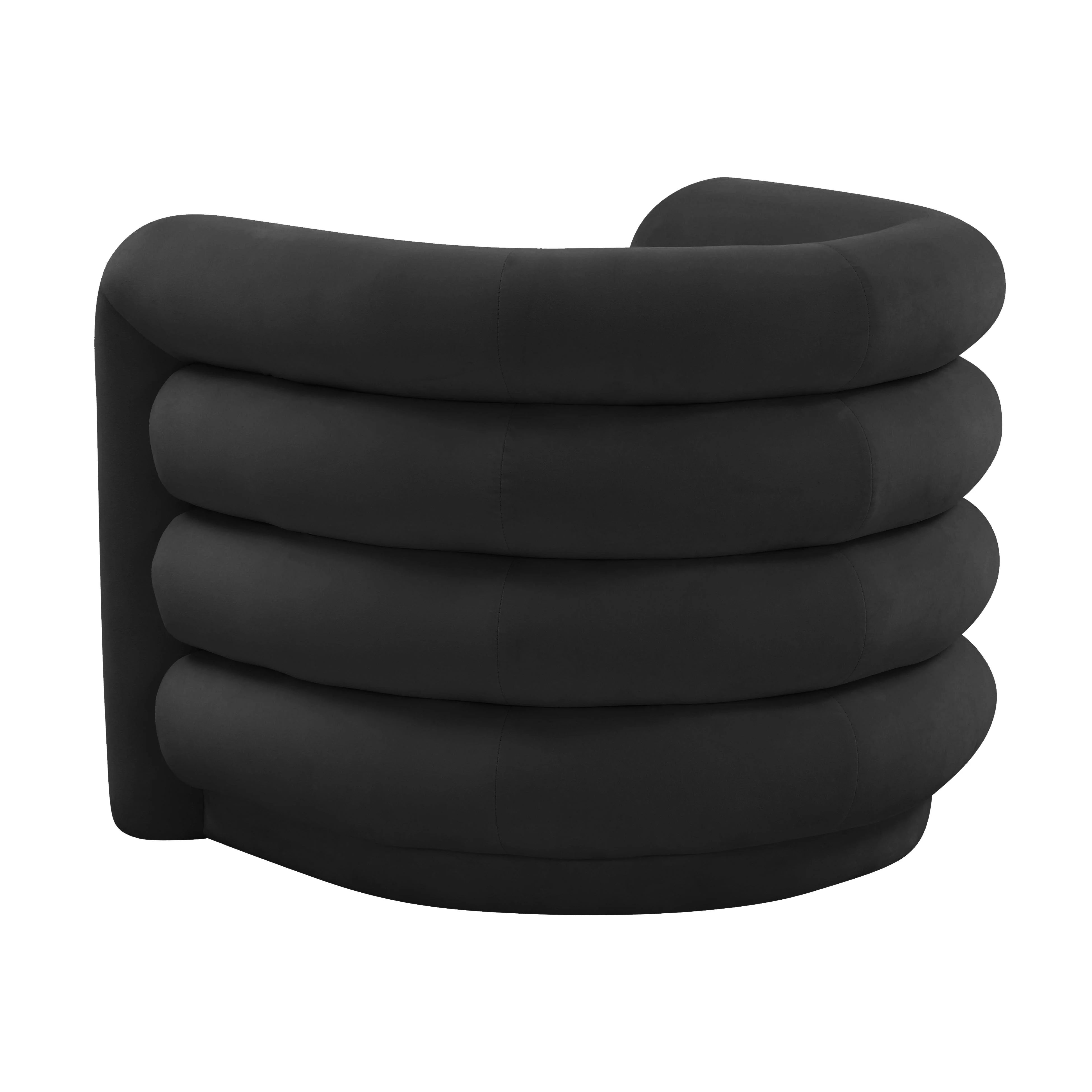 Fauteuil Lounge Curves en Velours Noir