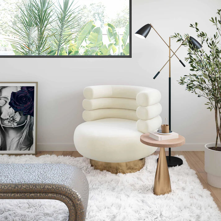 Chaise pivotante en velours Naomi Blush