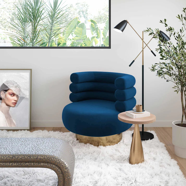 Chaise pivotante en velours Naomi Blush