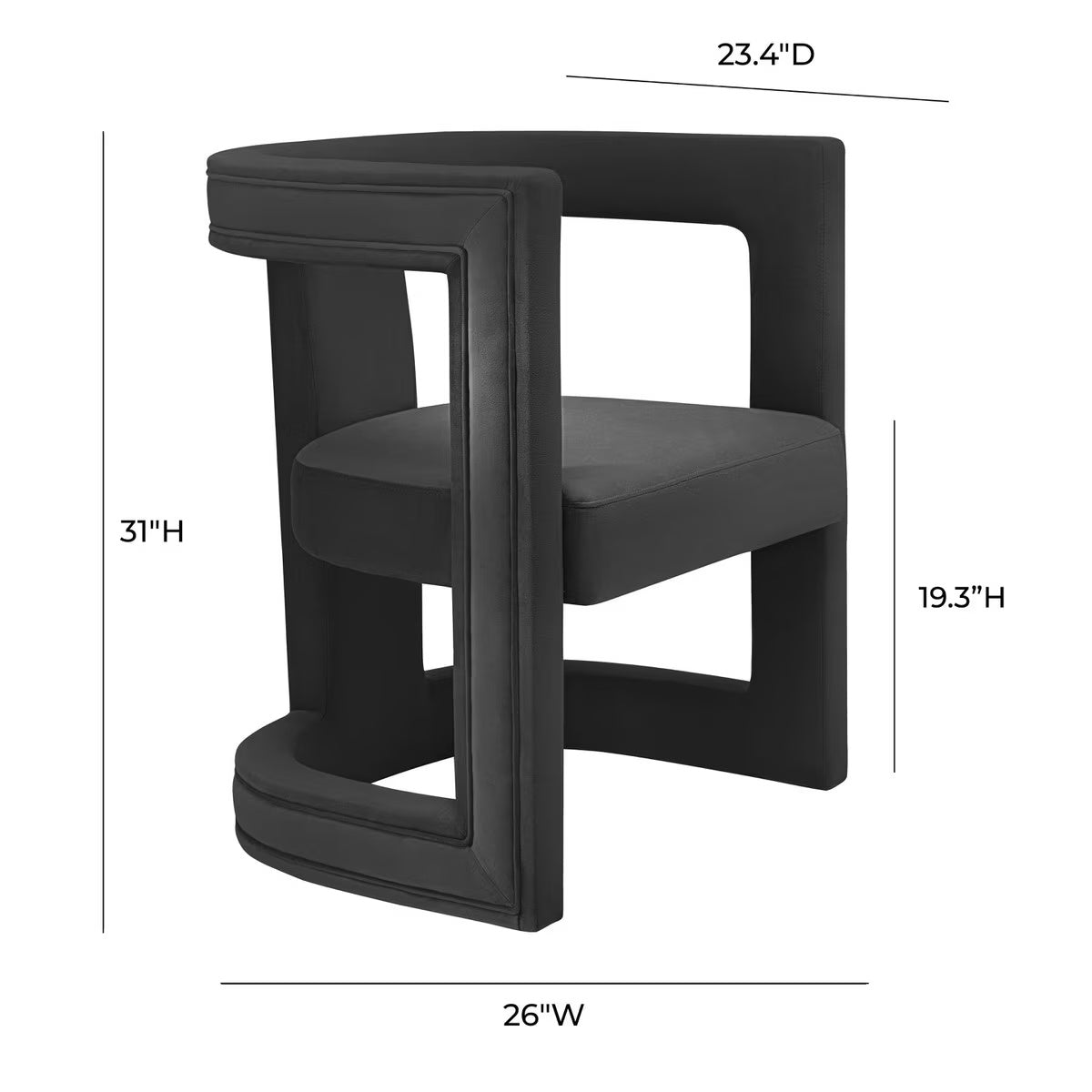 Chaise Ada en velours noir