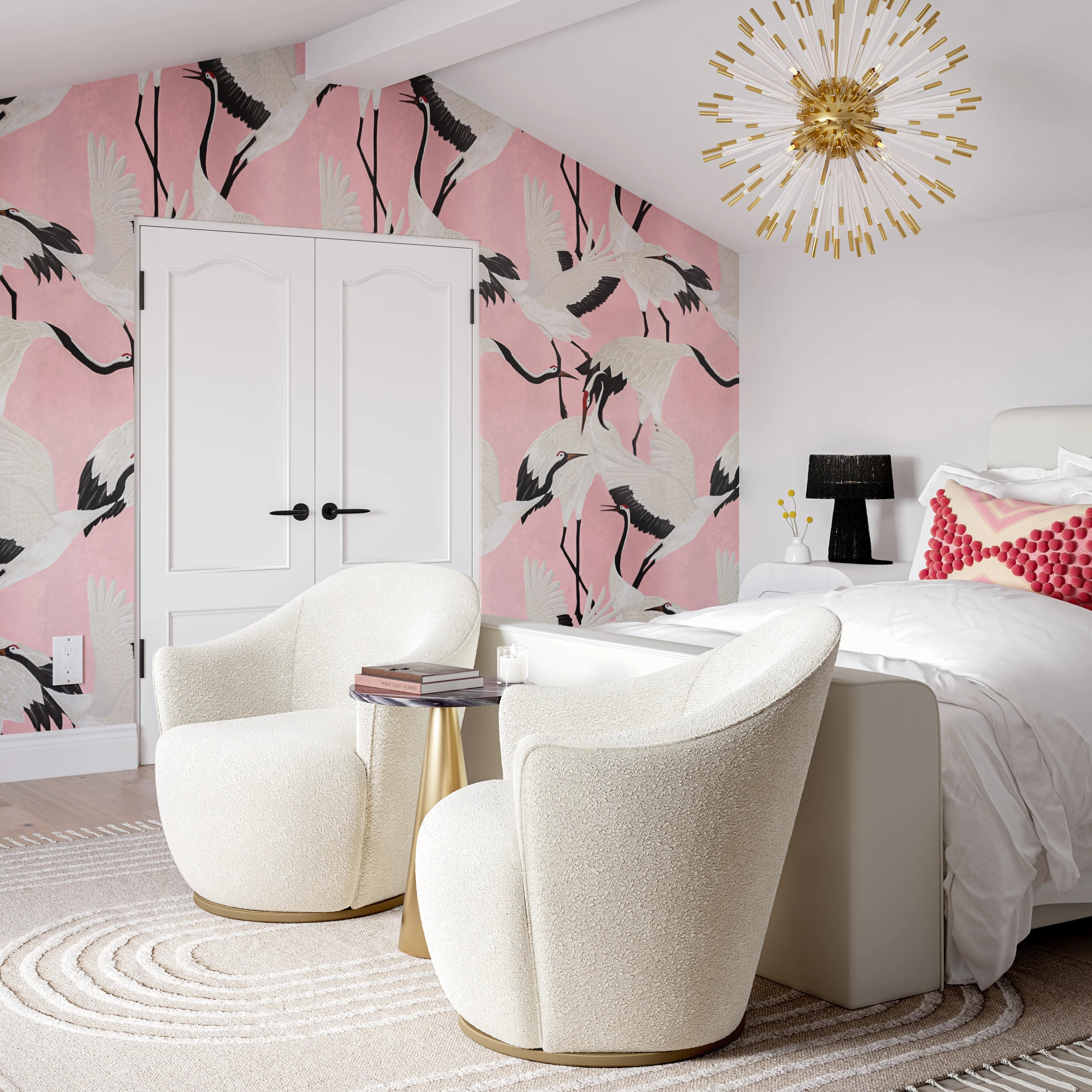 Chaise pivotante Skyla Cream Boucle