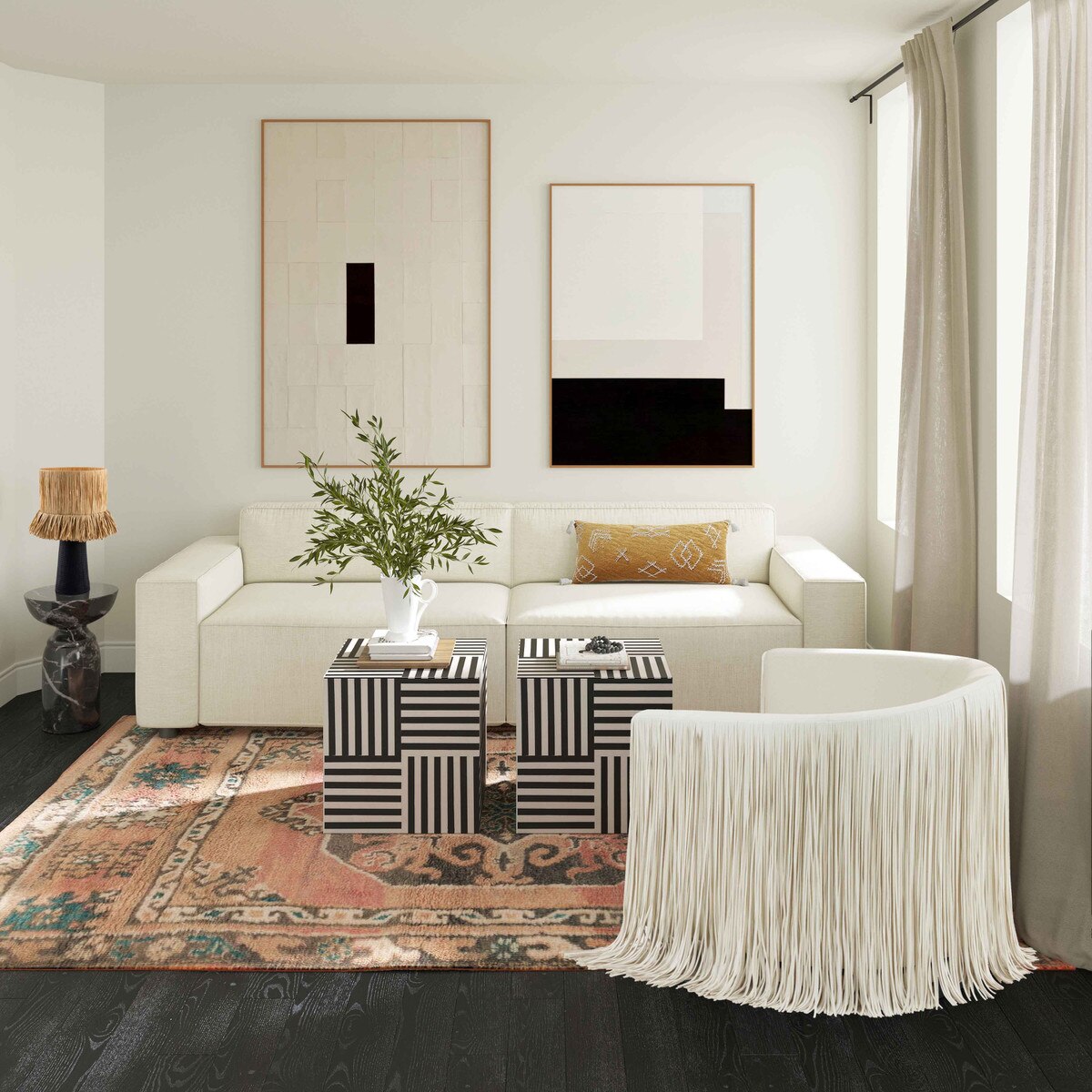 Chaise pivotante Shag Me Ivory Performance en cuir végétalien