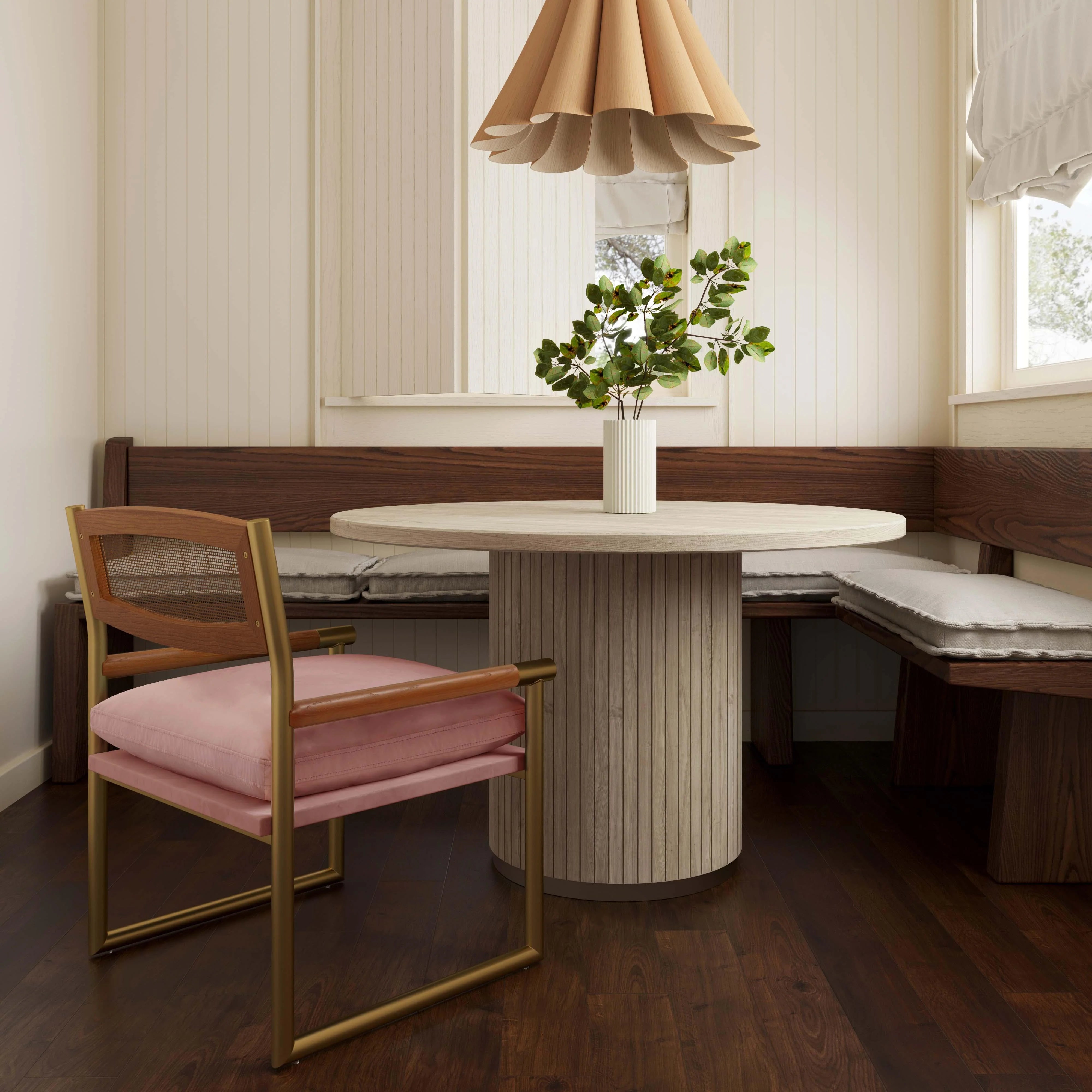 Harlow Rattan and Performance Velvet Accent Chair