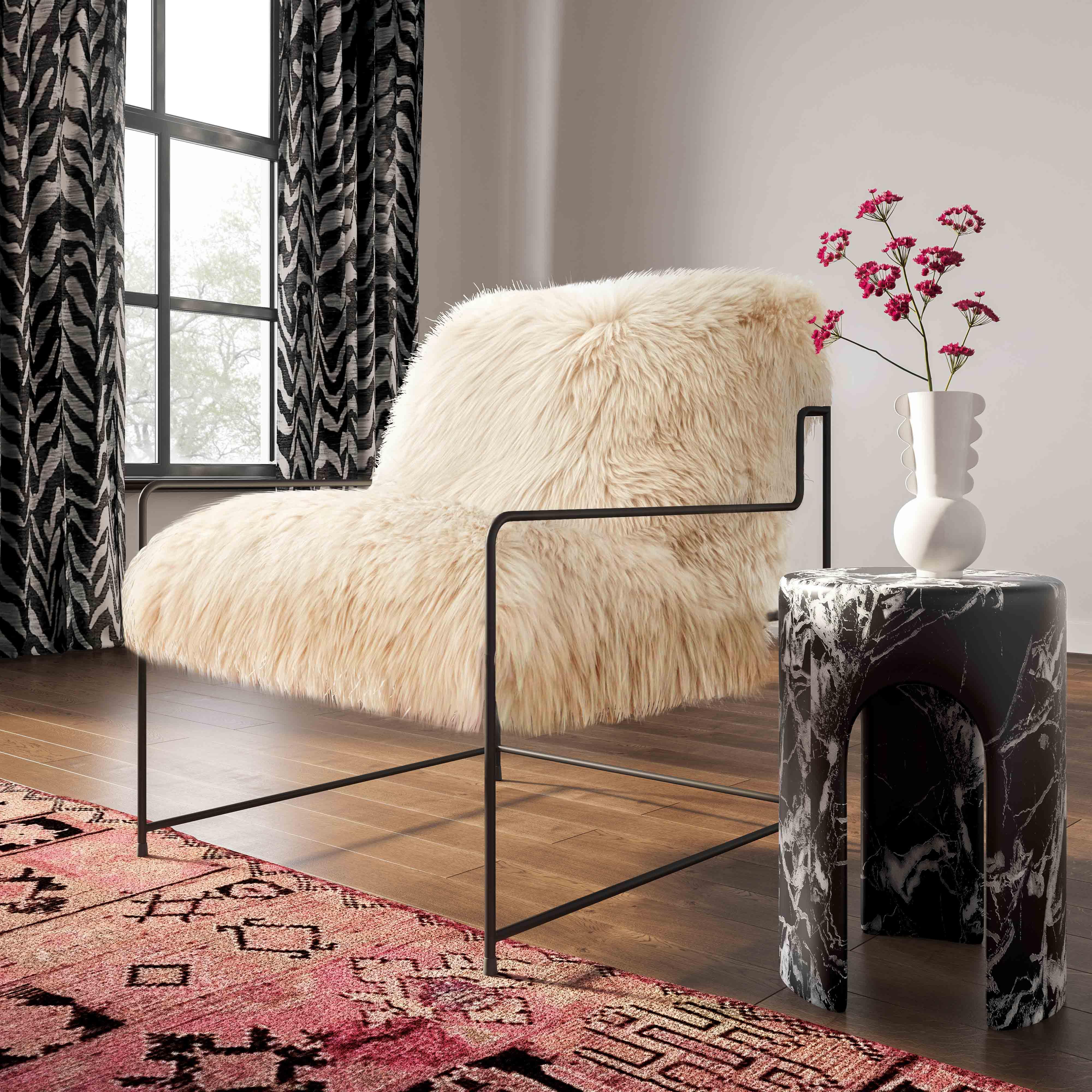 Chaise Kimi en peau de mouton véritable