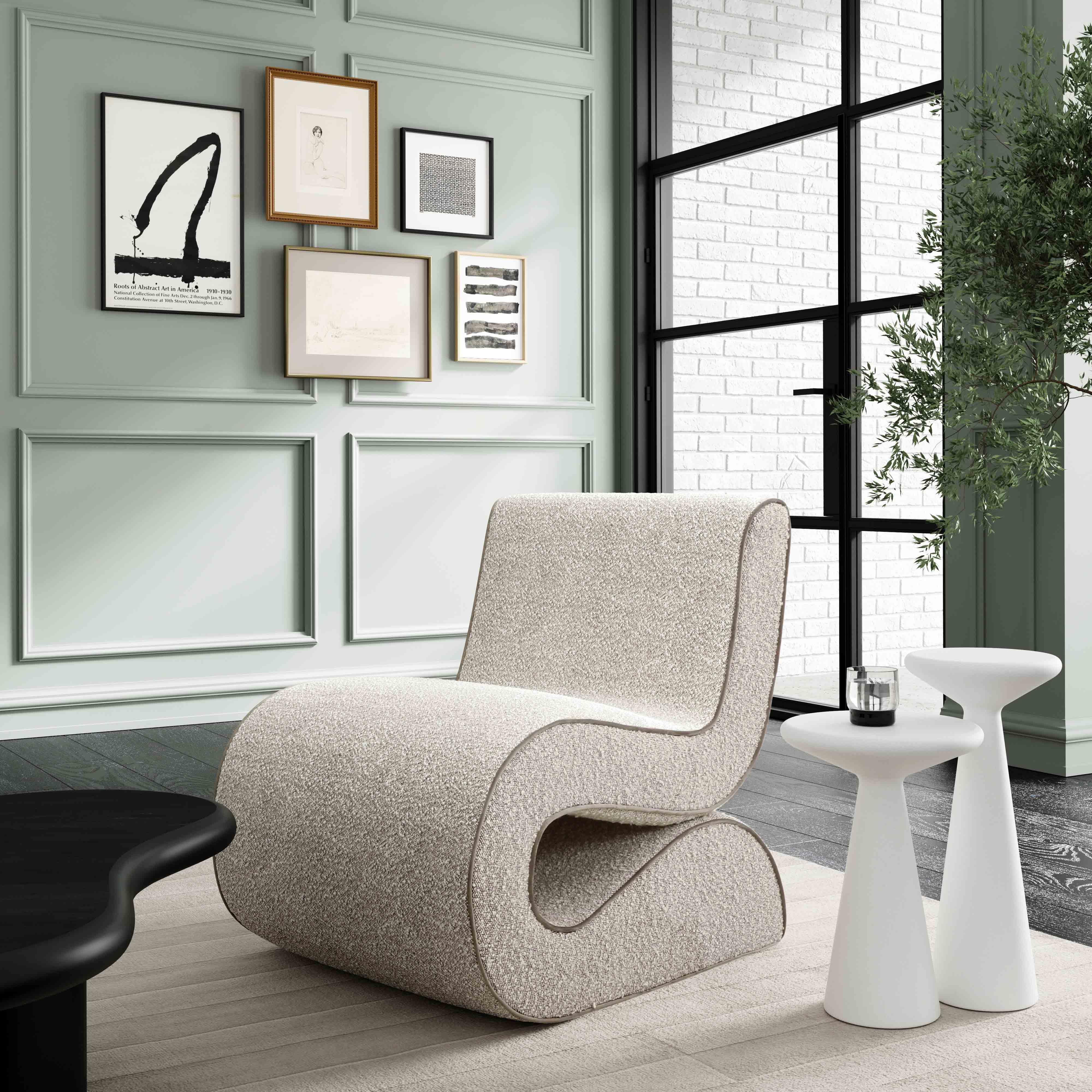 Fauteuil d'appoint Senna en boucle gris moucheté