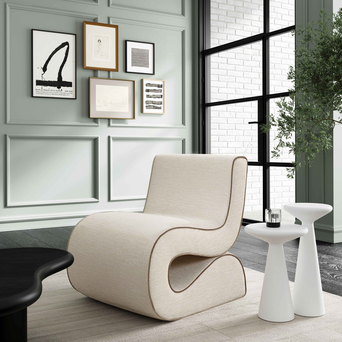 Fauteuil d'appoint en tissu tressé crème Senna