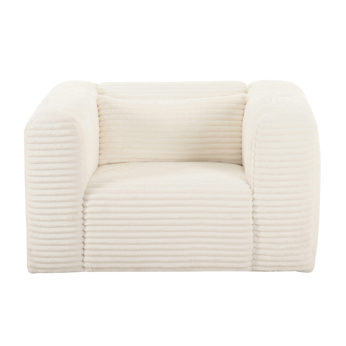 Fauteuil surdimensionné en velours côtelé crème Tarra Fluffy