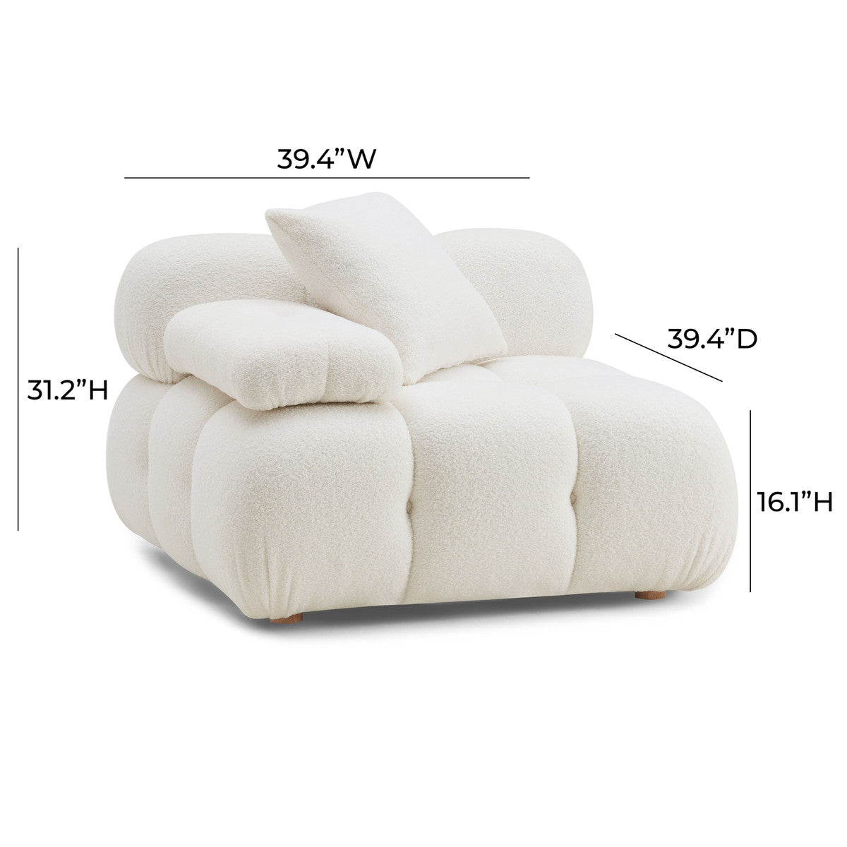 Chaise d'angle modulaire en peau de mouton végétalienne crème Calliope
